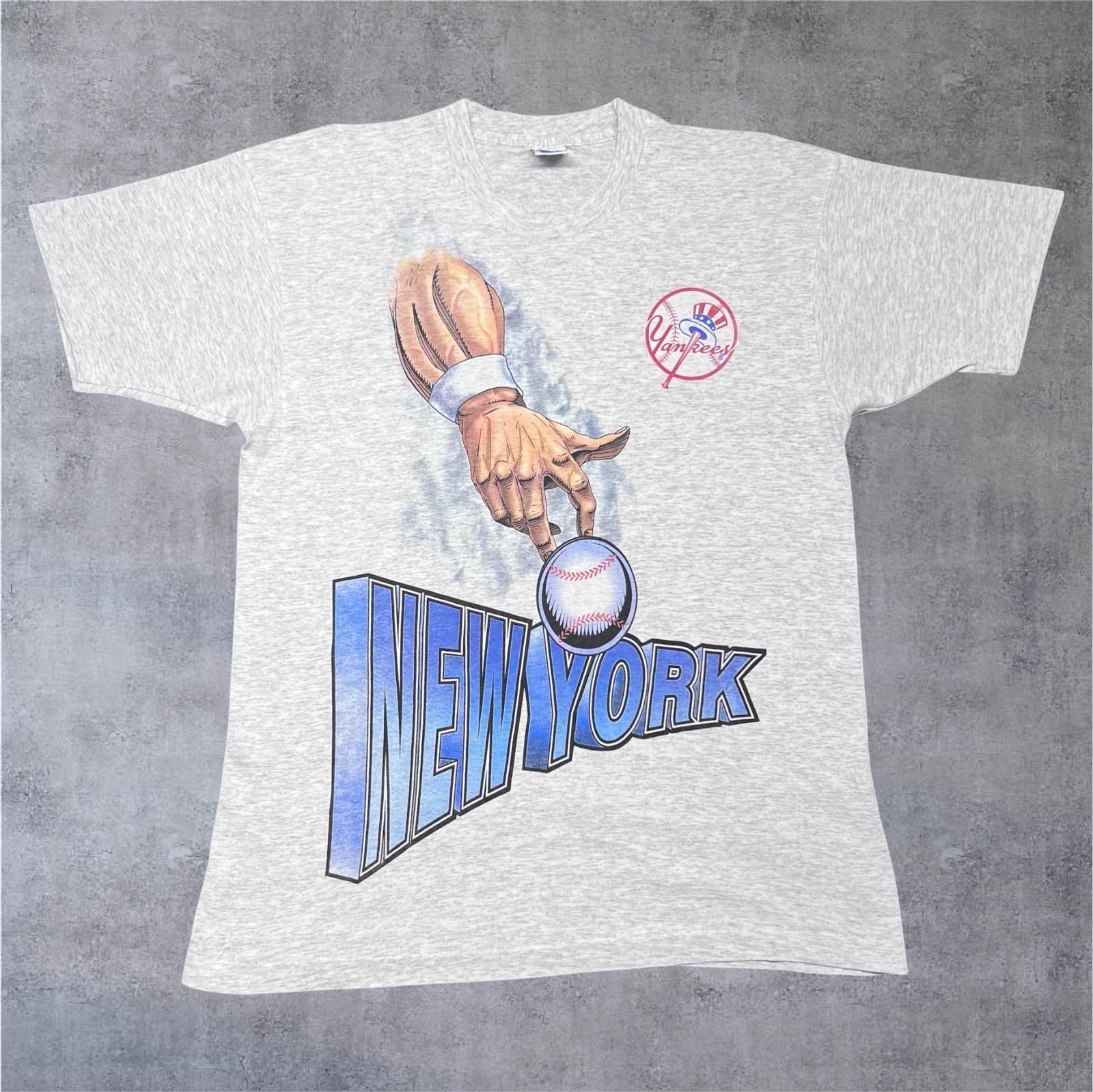 Vintage 1995 Salem Sportswear New York Yankees Breakthrough Tee Large Men’s Gray