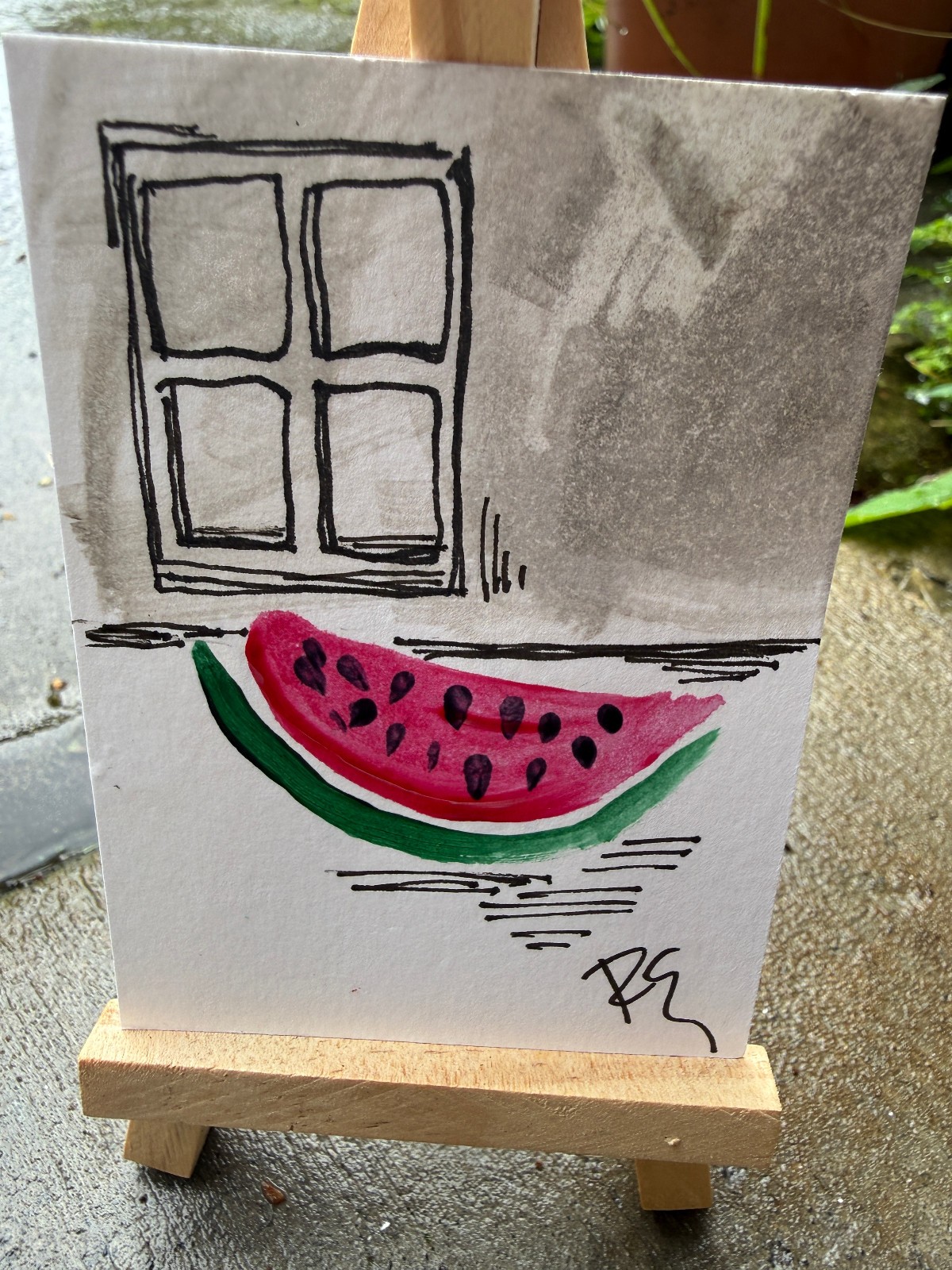ACEO/ATC Original Acrylic Mini Watermelon Painting \