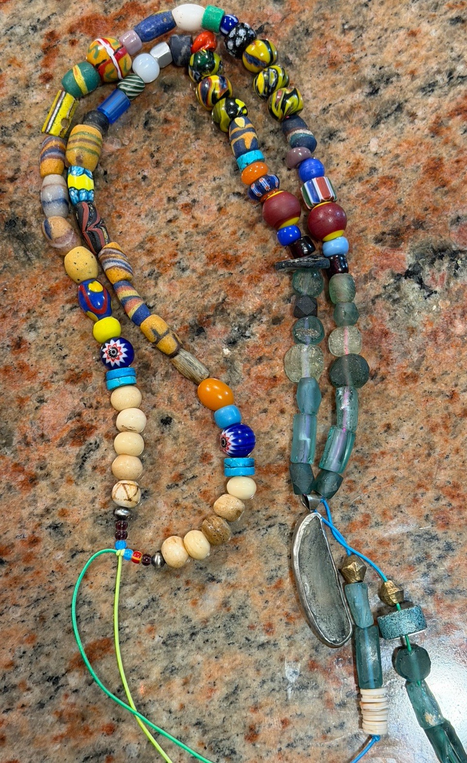Native American Old Treasure Necklace, Old Trade Beads,Turquoise,Roman Glass