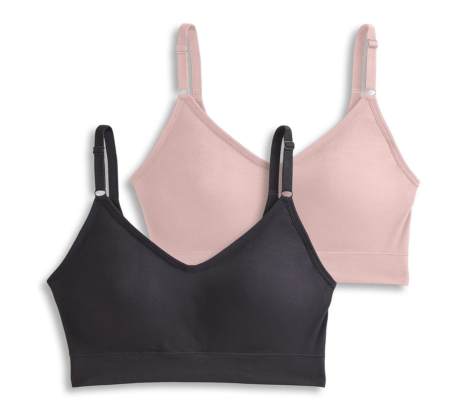 Jockey Set of 2 Seamfree Back Smoothing Cami Strap Bras Black/CoralMist L New