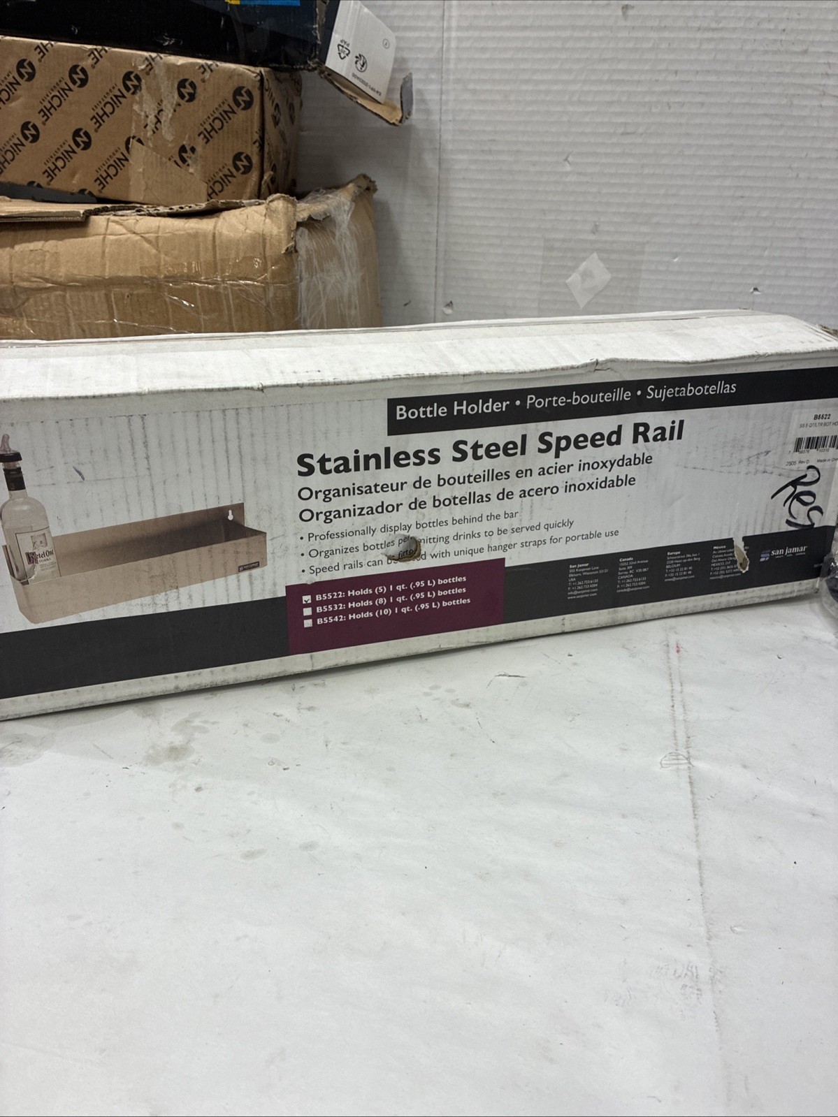 NEW Speed Rack Bottle Holder 5 Qt/Ltr Bottles Stainless Steel SAN JAMAR B5522 