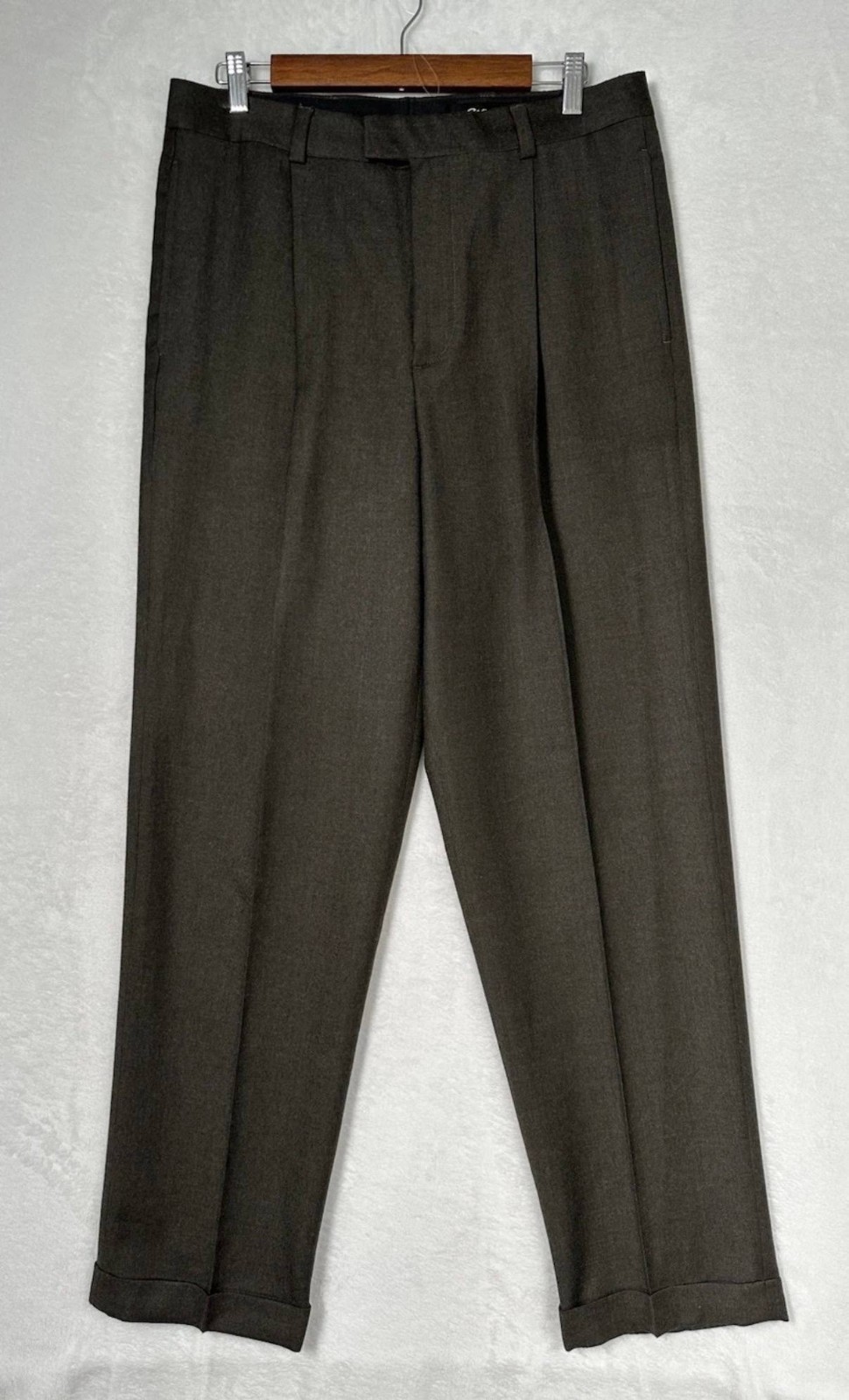 LikeNew Vintage Eddie Bauer 100% Wool Flannel Trousers Mens 33x32 Pleated Cuffed