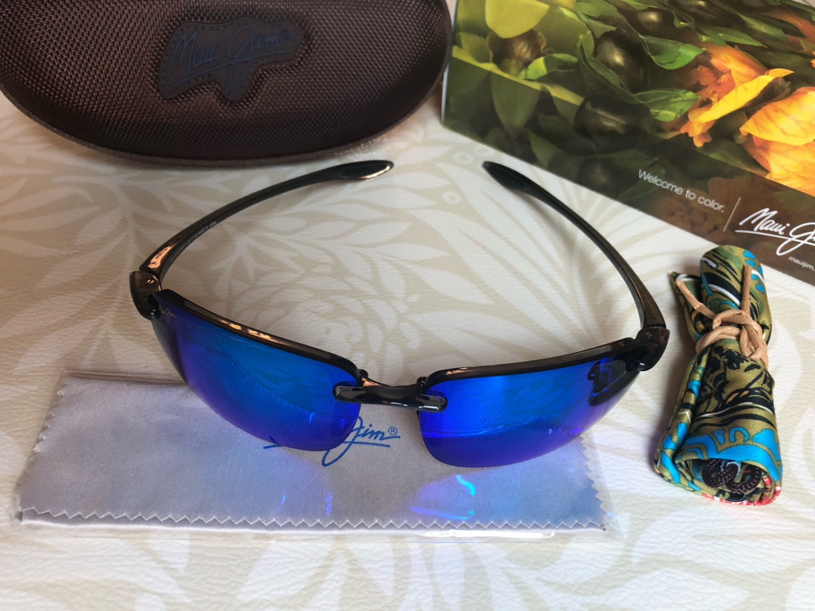 Maui Jim B407-11 Ho\'okipa Sunglasses Hawaii Polarized Lenses Grey Frame / Blue