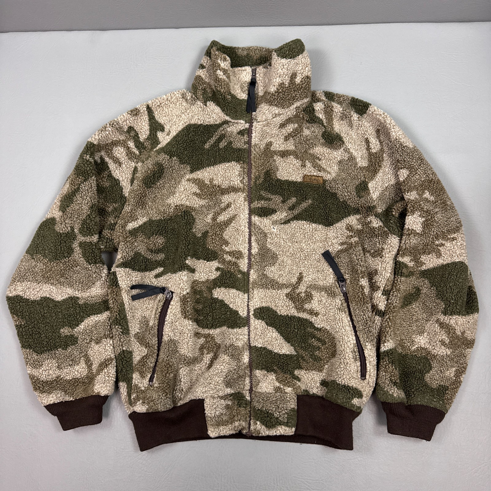 Vintage Cabelas Jacket Mens Medium Outfitter Sherpa Camo Made USA Distressed