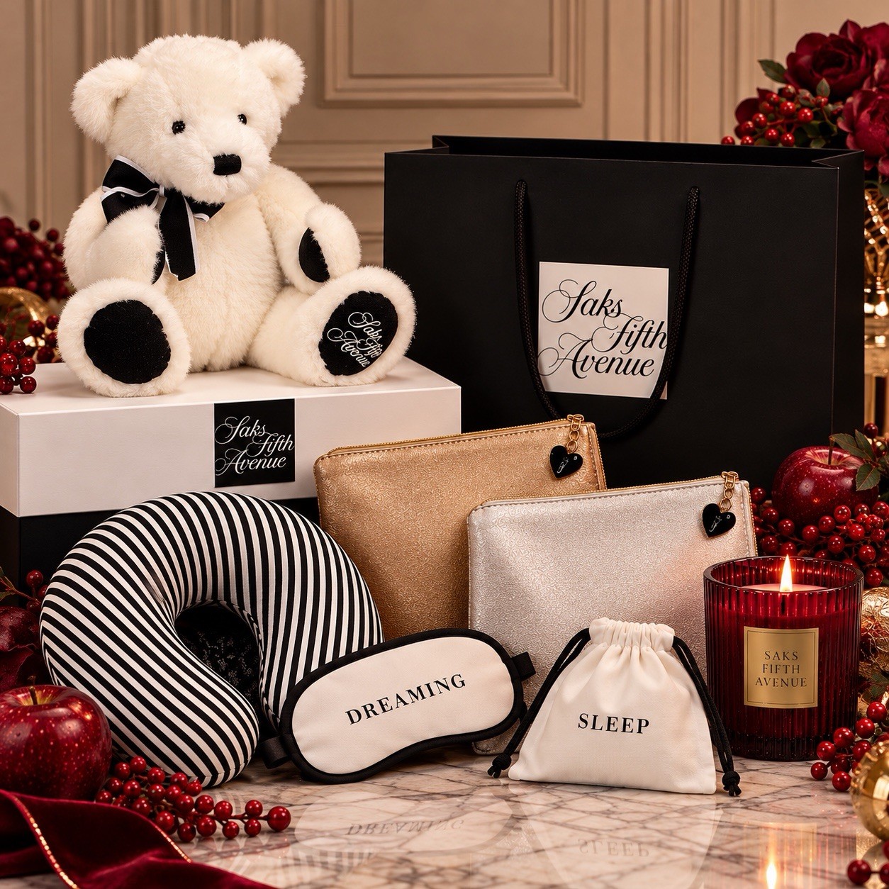 Saks Fifth Avenue Jack the Bear Bundle- Black & White Soft Plushy VERY RARE NWT
