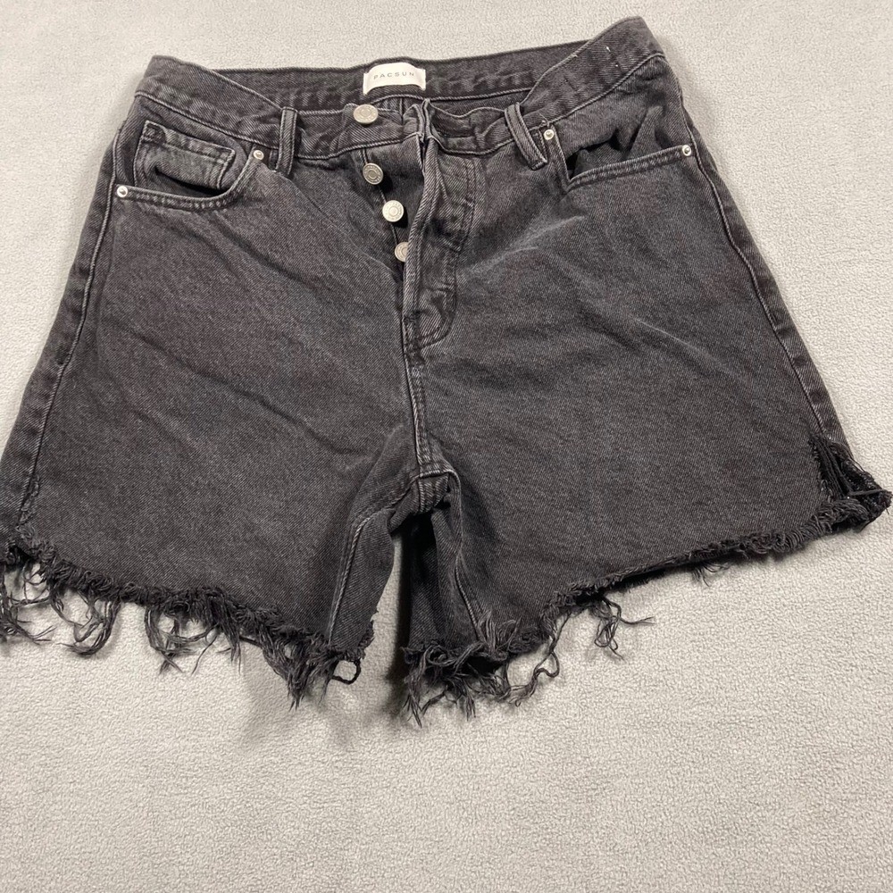 PacSun Women\'s Shorts Size 26 Black High Rise Relaxed Faded Frayed Hem