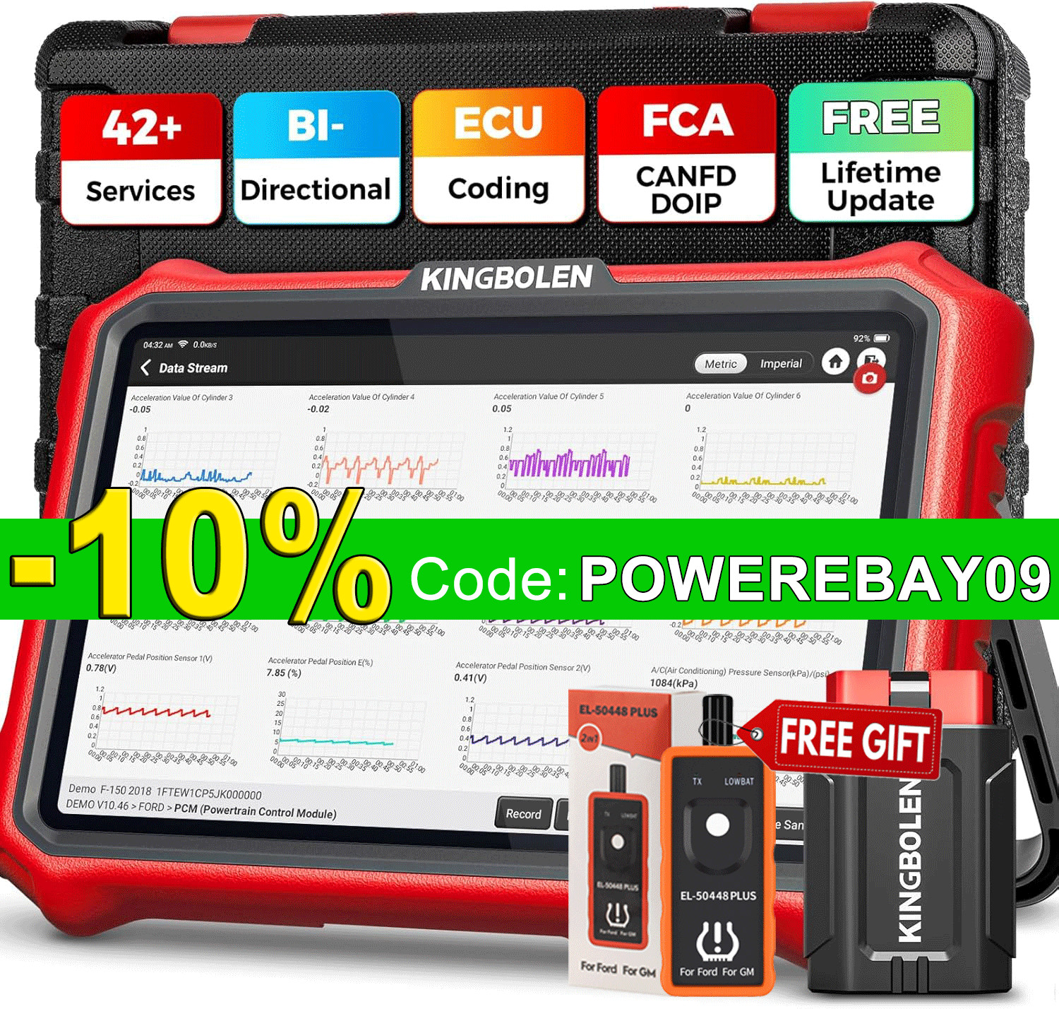KINGBOLEN K8 Pro ALL System Bidirectional Diagnostic Scanner ECU Coding TPMS