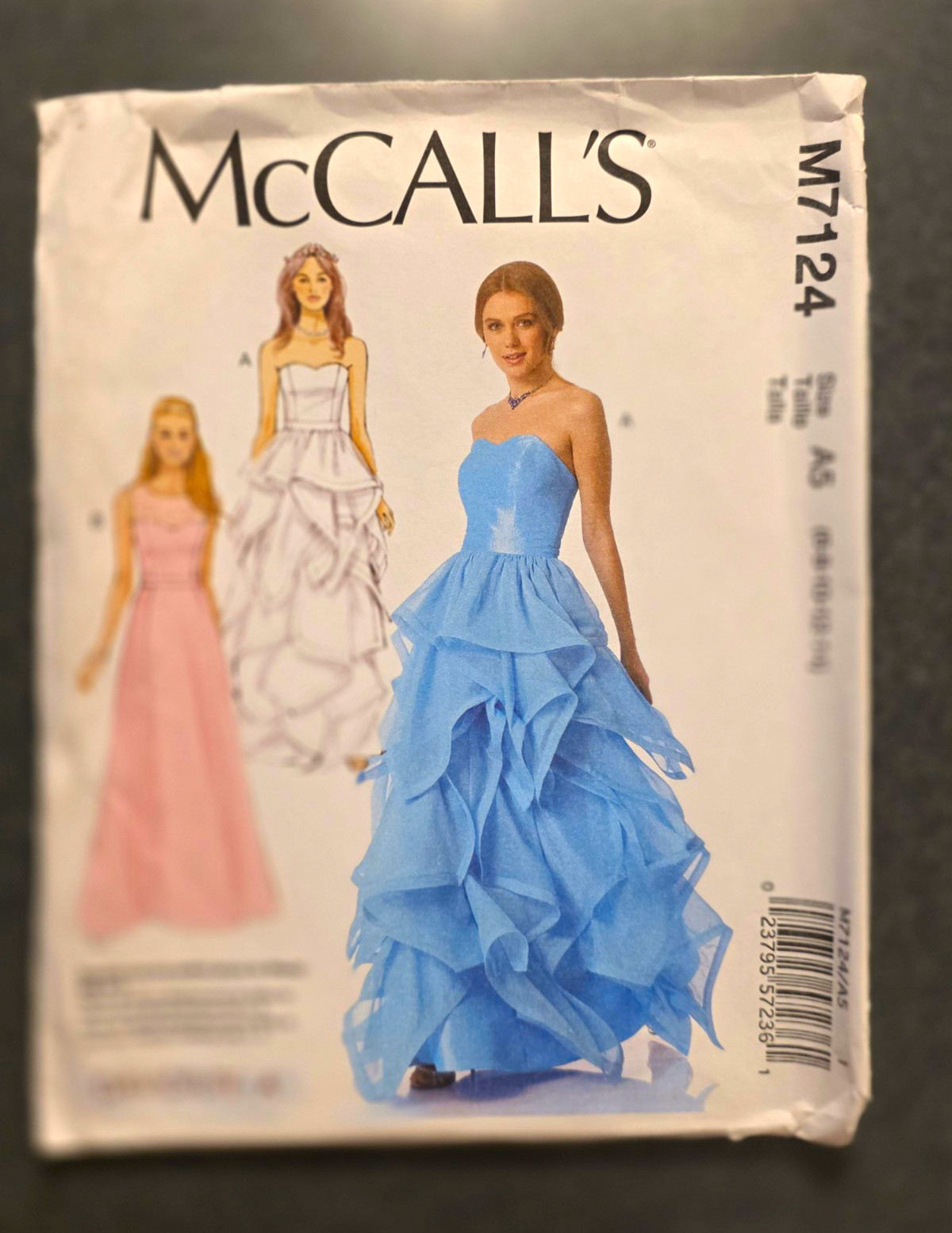 McCall\'s M7124 Evening Prom Gown Dress Pattern 6-14 Uncut Ruffle Sweetheart OOP