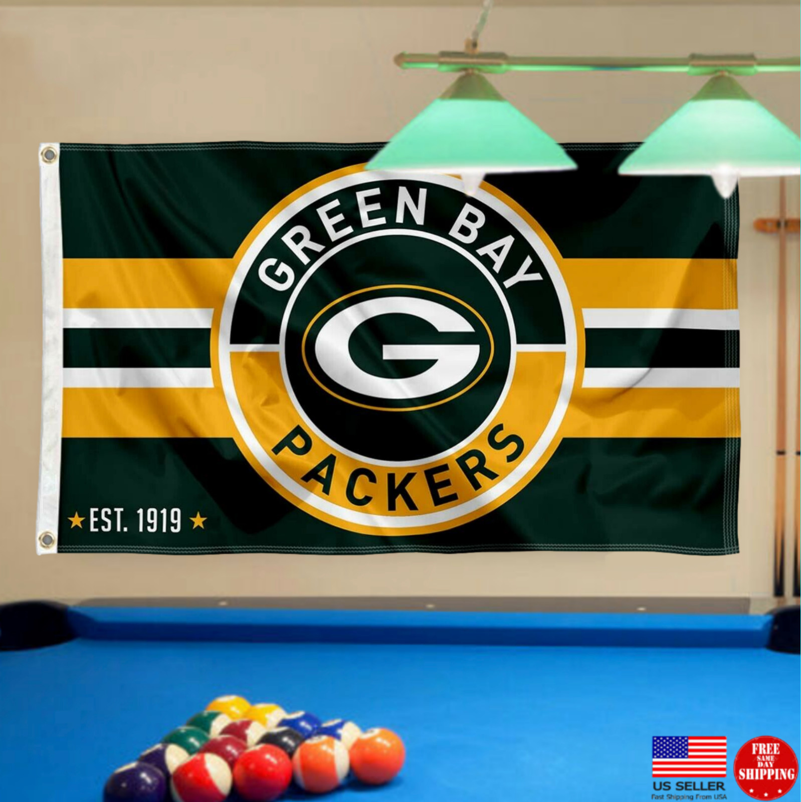 Packers FLAG 3X5 Green Bay Banner New USA Retro Vintage Man Cave Flags