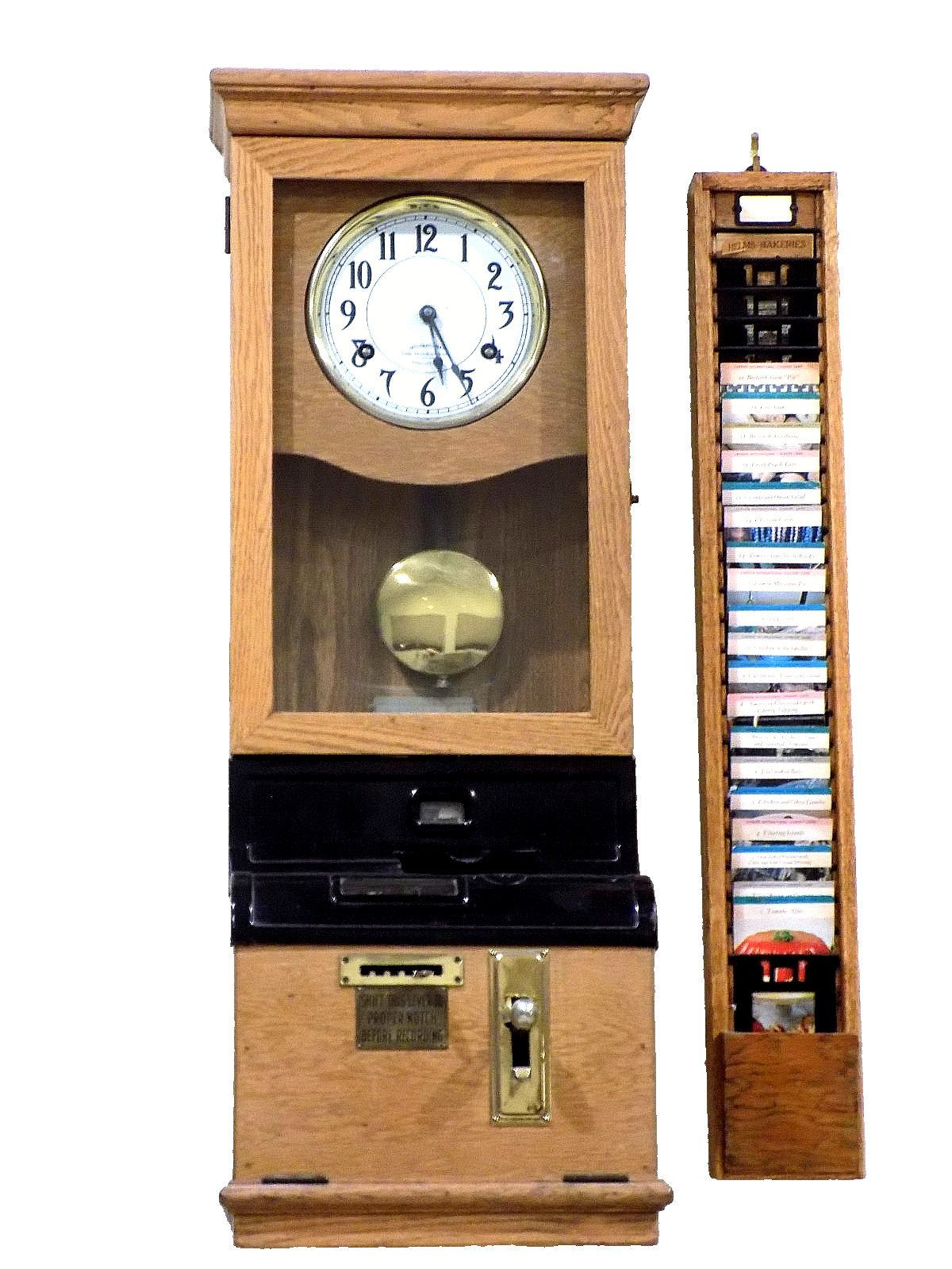 International Time Recording Clock w/Time Card Rack - Clock in working Condition International Time Recording Clock w/Time Card Rack - Clock in working Condition