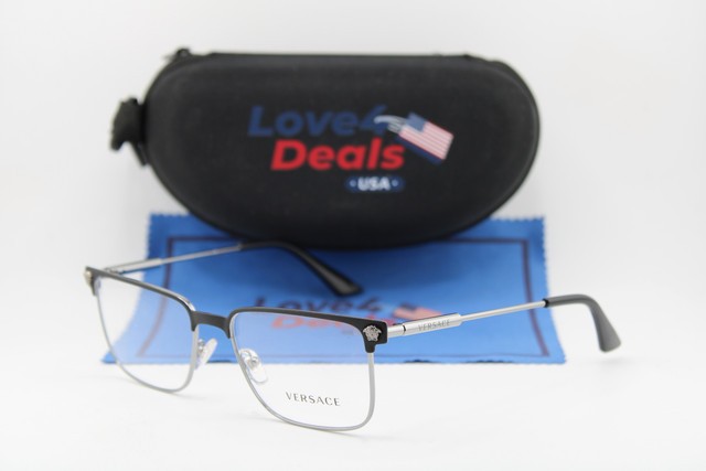 NEW VERSACE MOD. 1276 1256 BLACK GUNMETAL AUTHENTIC EYEGLASSES 55-17