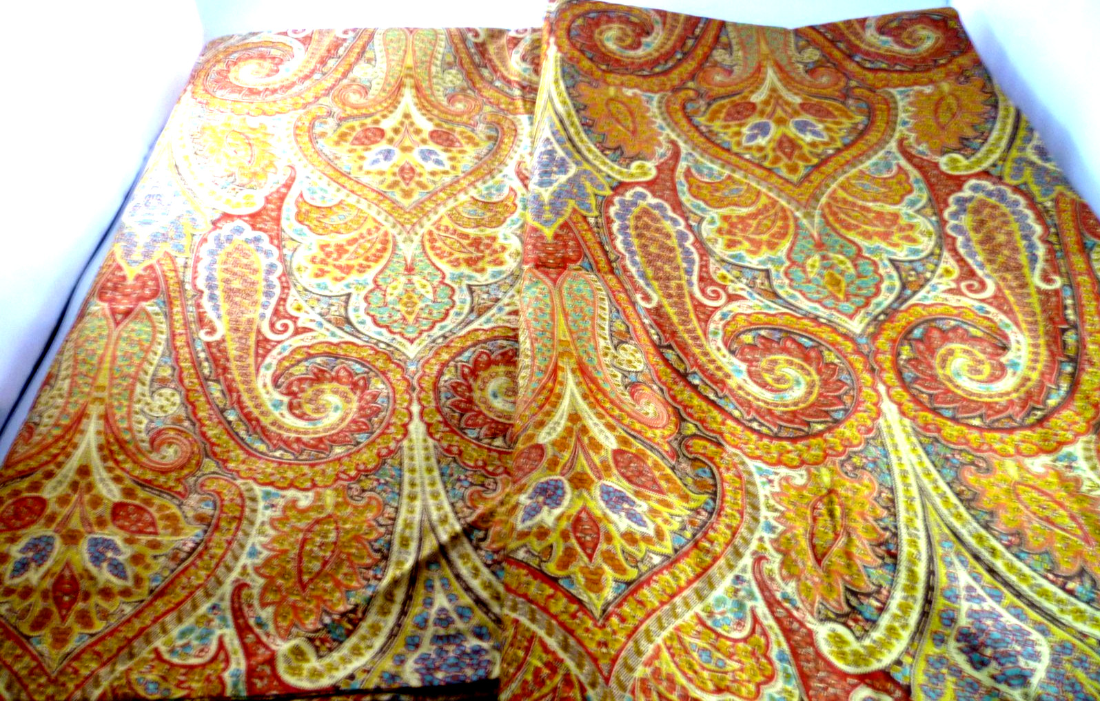2 Waverly Home Classics Curtain Drape Paisley Medallion Red Gold Cotton 48x82 2 Waverly Home Classics Curtain Drape Paisley Medallion Red Gold Cotton 48x82