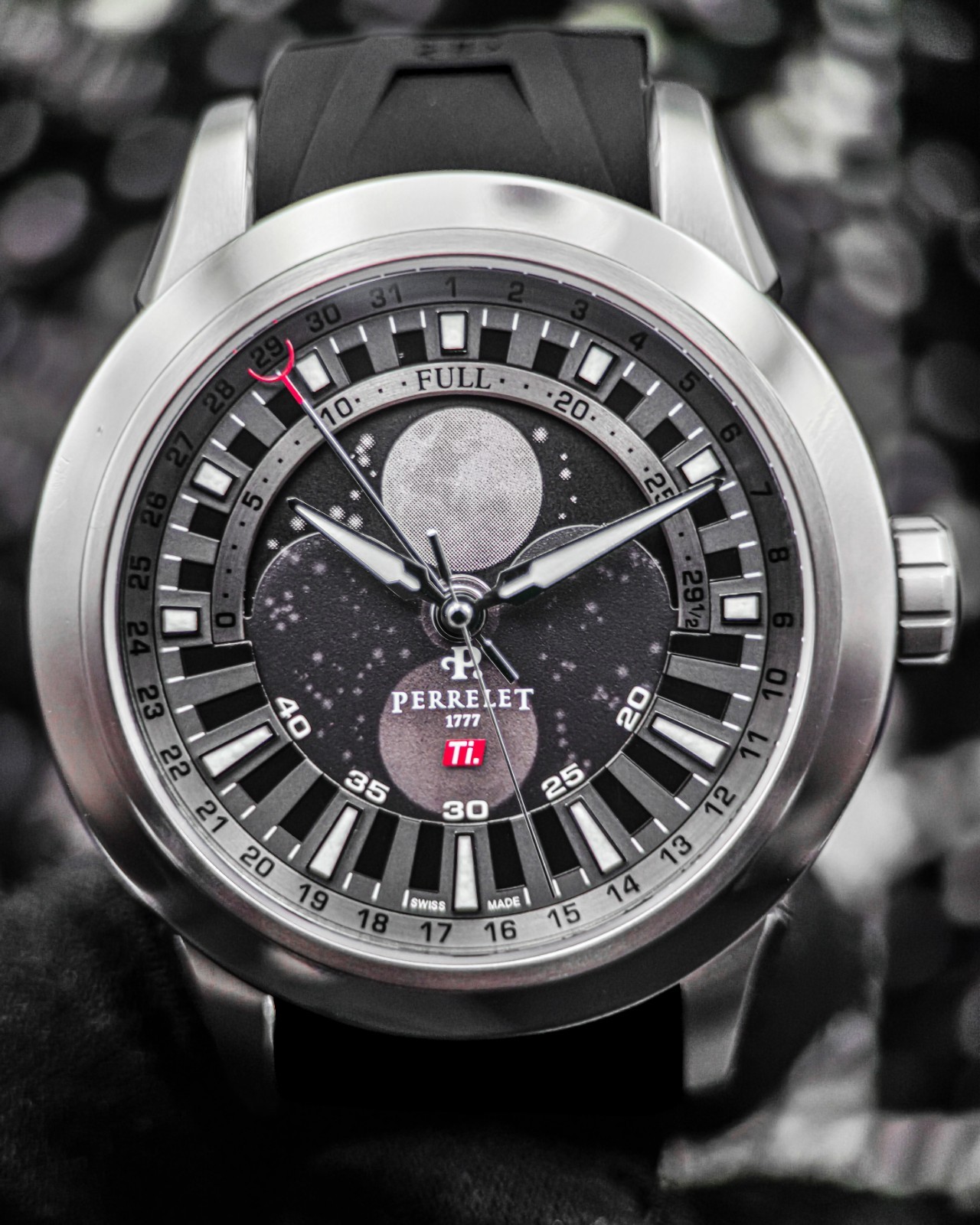 Perrelet A5000/2 Big Central Moonphase 43mm Titanium Automatic Full Set