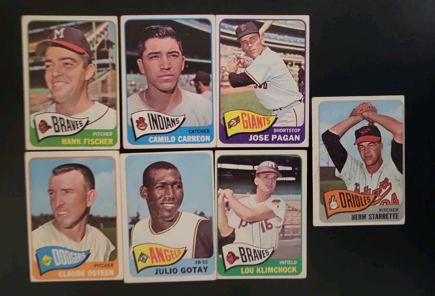 1965 Topps Baseball Lot - 7 Different Scarce High Numbers - W/ Hank Fischer
