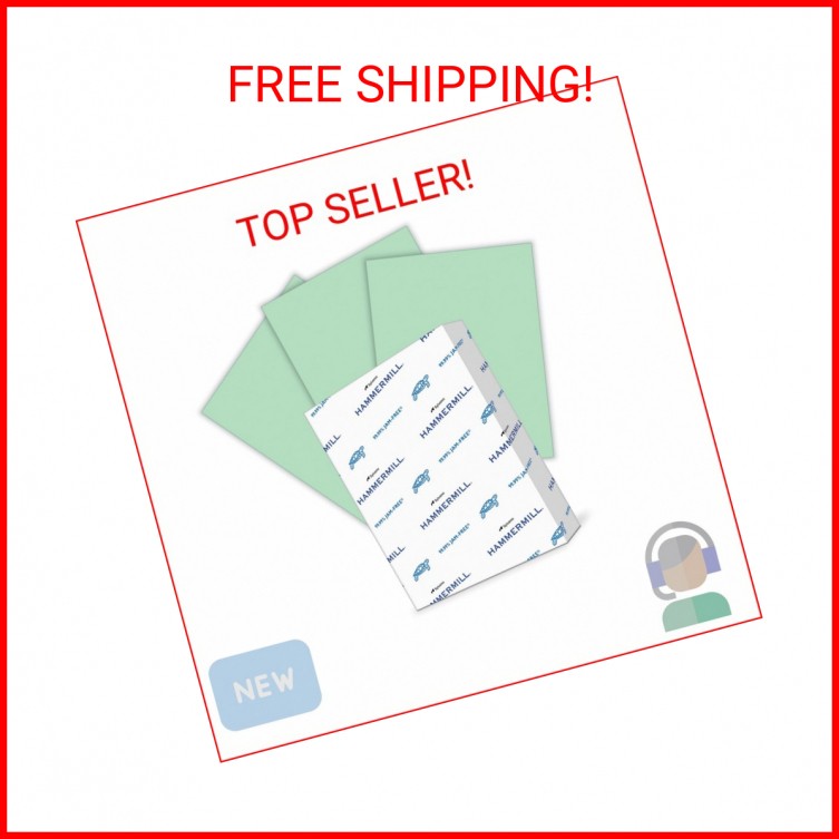 Hammermill Colored Paper, 20 lb Green Printer Paper, 8.5 x 11-1 Ream, 500 Sheets