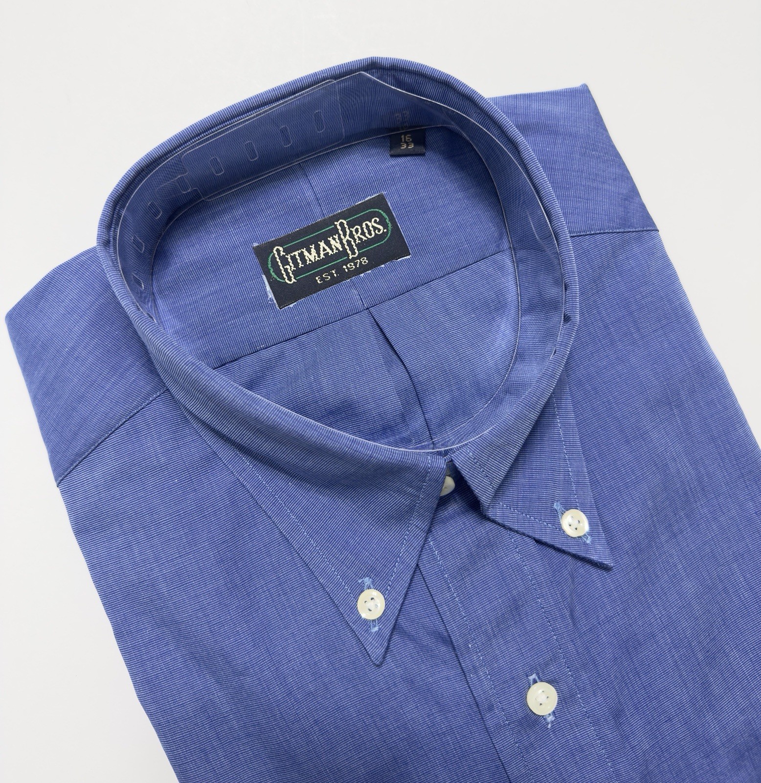 NWT VTG Gitman Bros Men\'s Button Down Oxford Shirt Sz 16 33 Made in USA Blue