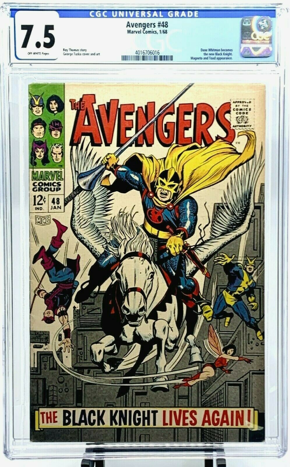 Avengers #48 CGC 7.5 OW 1968 1st Black Knight Comic Dane NEW CLEAR CASE