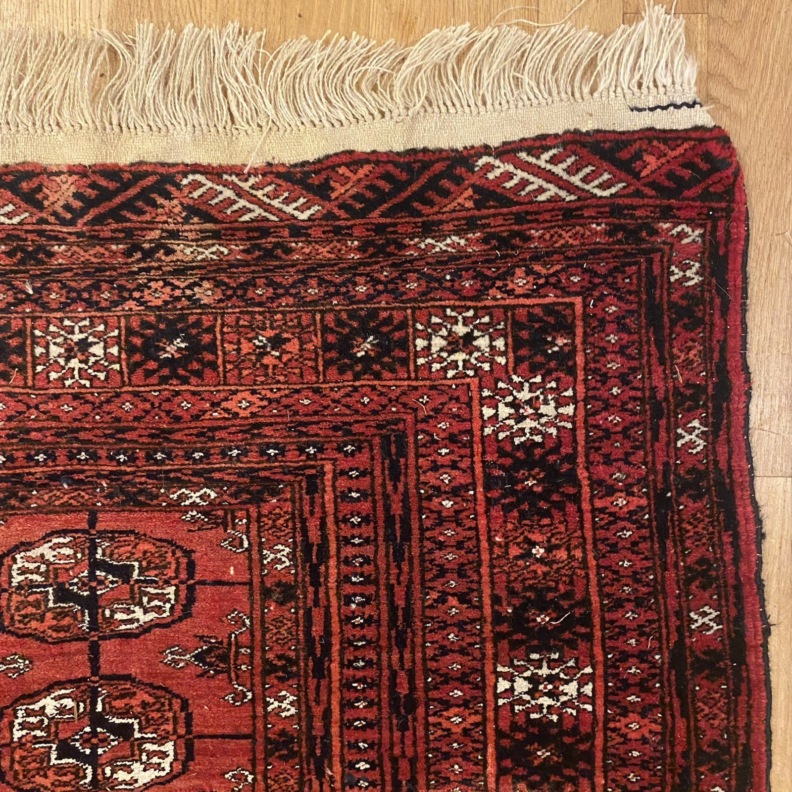 Vintage Rug 3\' 7 x 5\' 1 Red Hand Knotted Tribal Afghan Bokhara Oriental Rug