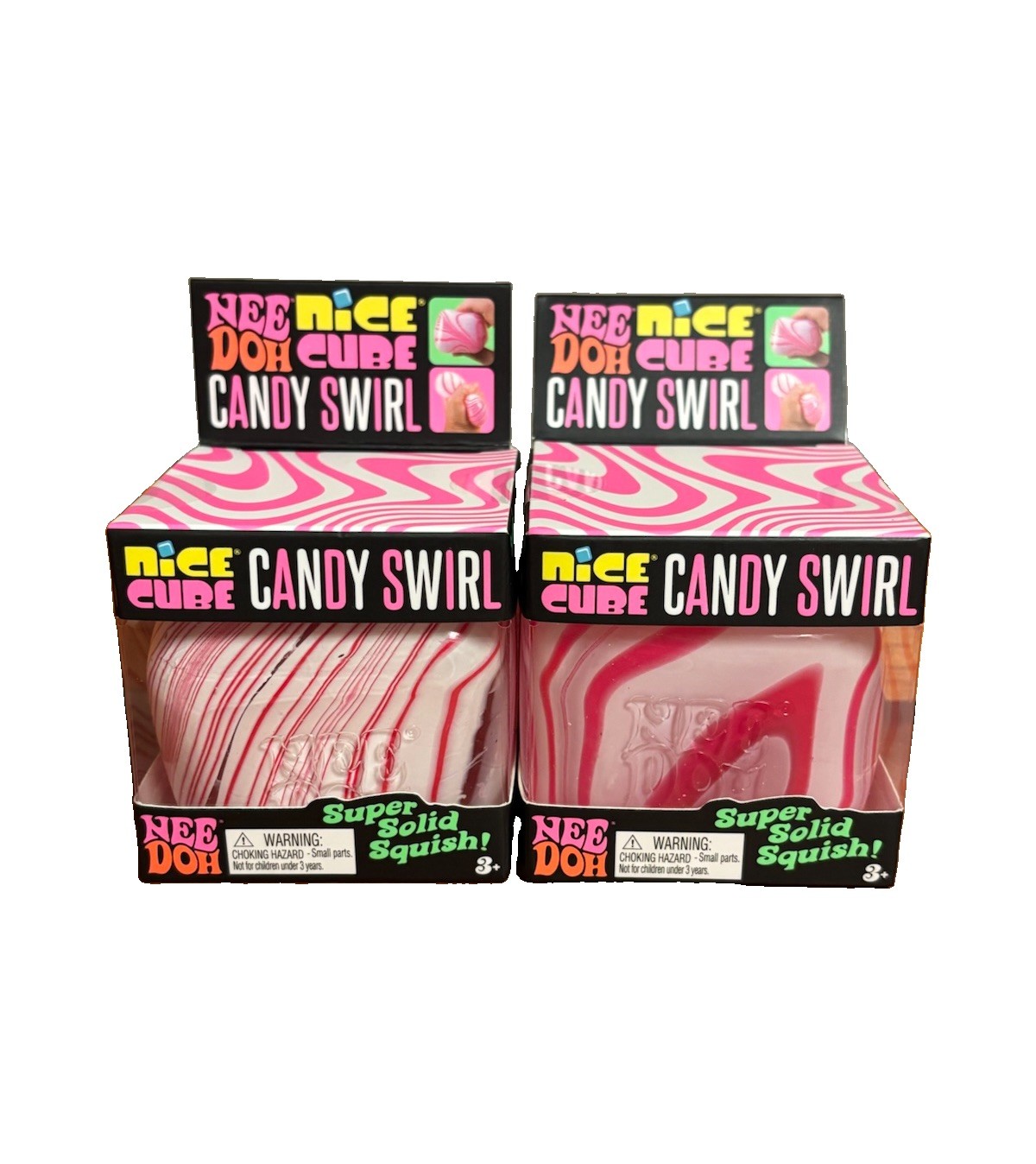 POPULAR Authentic Needoh Candy Swirl Nice Cube PINK and WHITE Lot Of 2 POPULAR Authentic Needoh Candy Swirl Nice Cube PINK and WHITE Lot Of 2