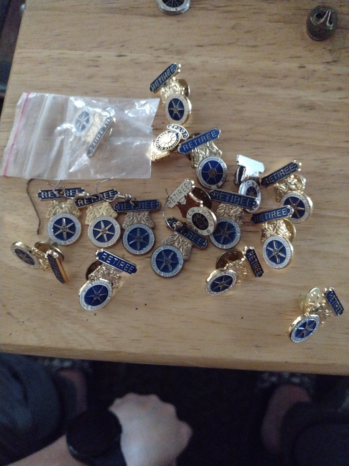 Teamsters International Brotherhood Earrings And Pins Vintage Lot Retiree