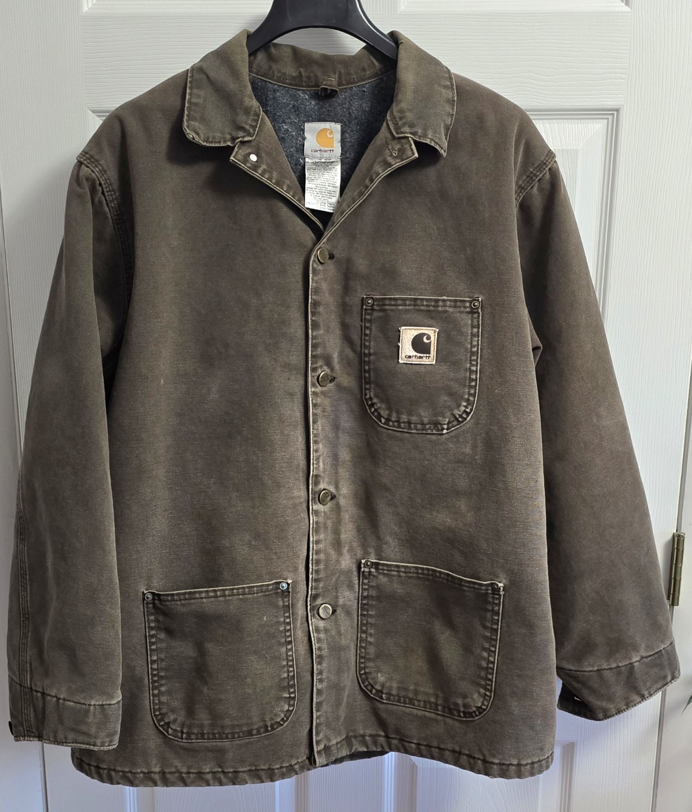Y2K Vintage Carhartt C58 CHT Brown Blanket Lined Chore Jacket Size XL Heavy UPCW