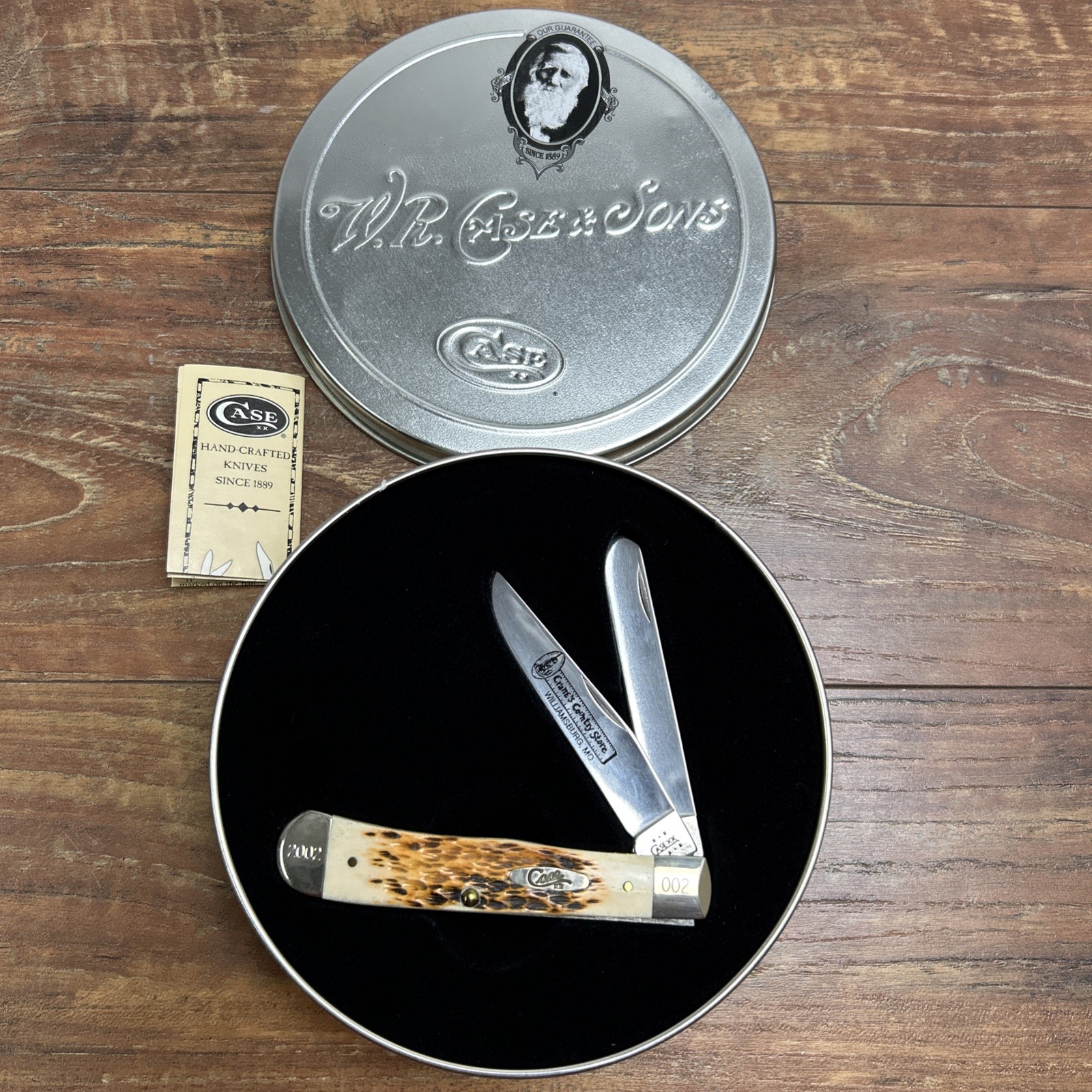 2002 Case XX Knife 6254 SS Trapper Crane’s Country Store AMBER Bone #2/250