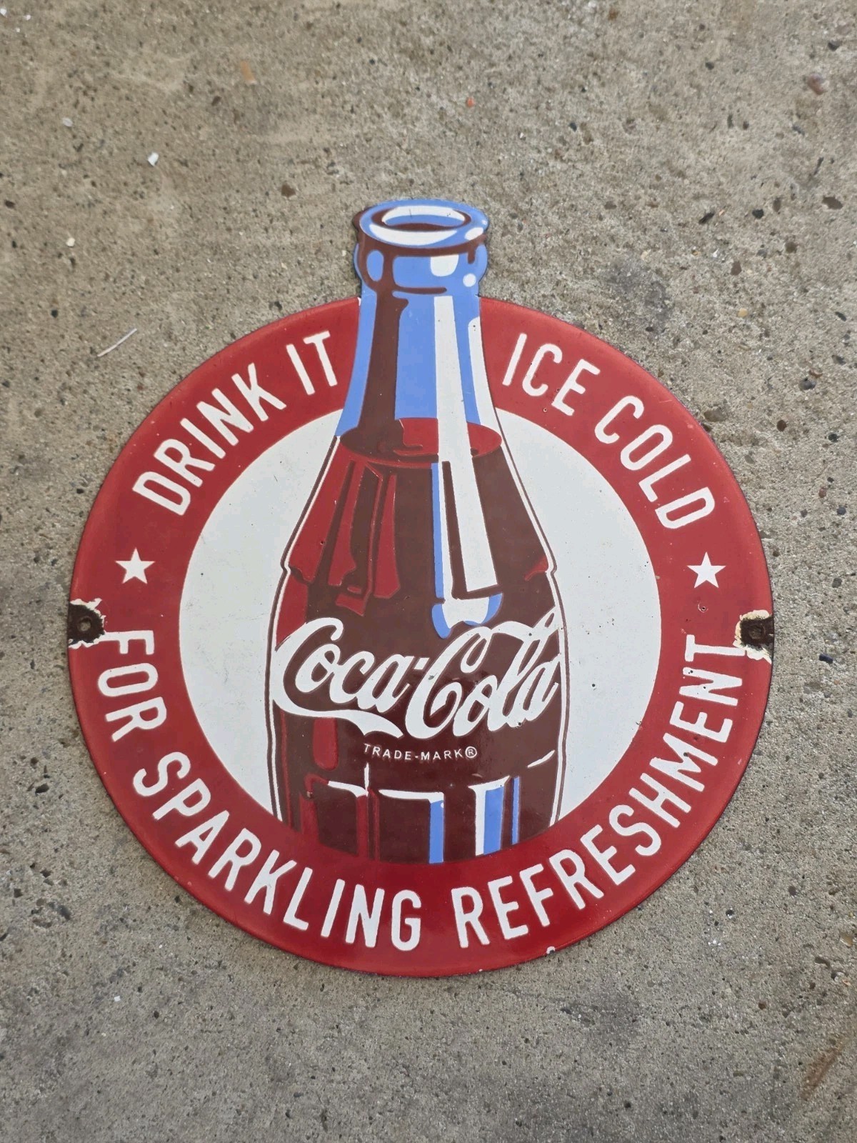 VINTAGE DRINK IT ICE COLD COCA-COLA PORCELAIN SIGN 10 VINTAGE DRINK IT ICE COLD COCA-COLA PORCELAIN SIGN 10