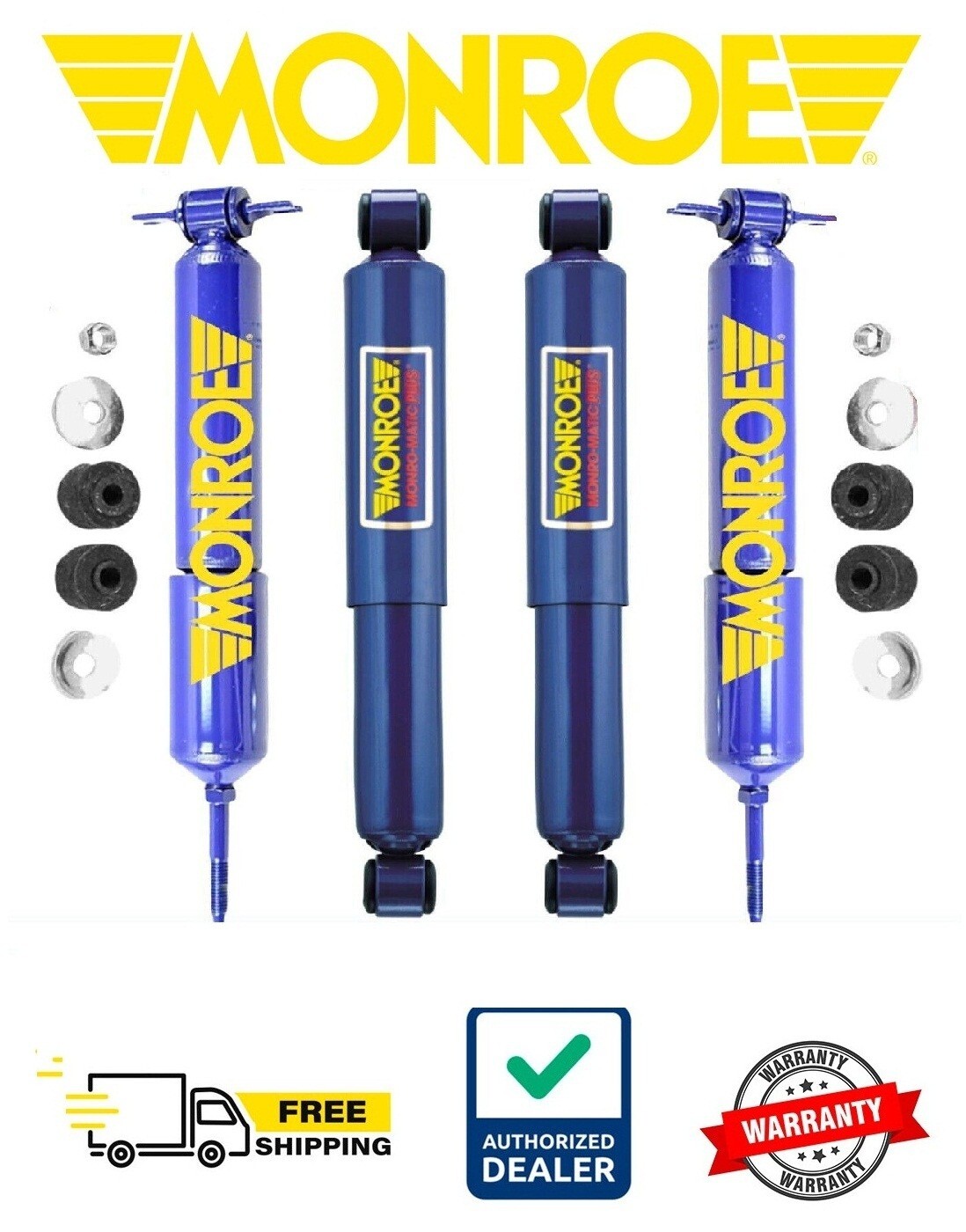Front Rear Shock Absorbers Monroe Matic Plus For Dodge Ram 1500 2002-2008 RWD Front Rear Shock Absorbers Monroe Matic Plus For Dodge Ram 1500 2002-2008 RWD