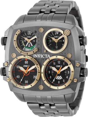 Invicta Aviator Zulu Time Quartz Black Dial Gunmetal Tone Men's Watch 50mm
