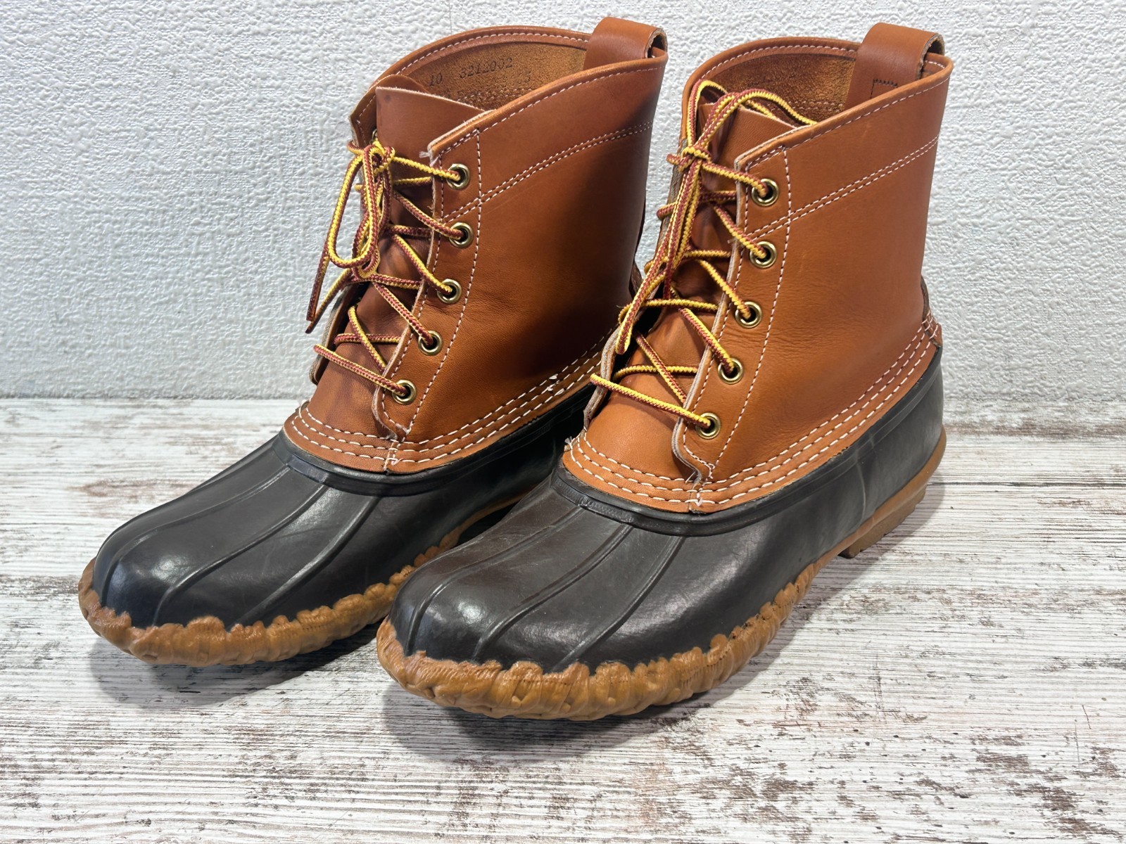 LL Bean Bean Boots Mens 10 - Brown Leather Duck Rain Lace Up - Made USA