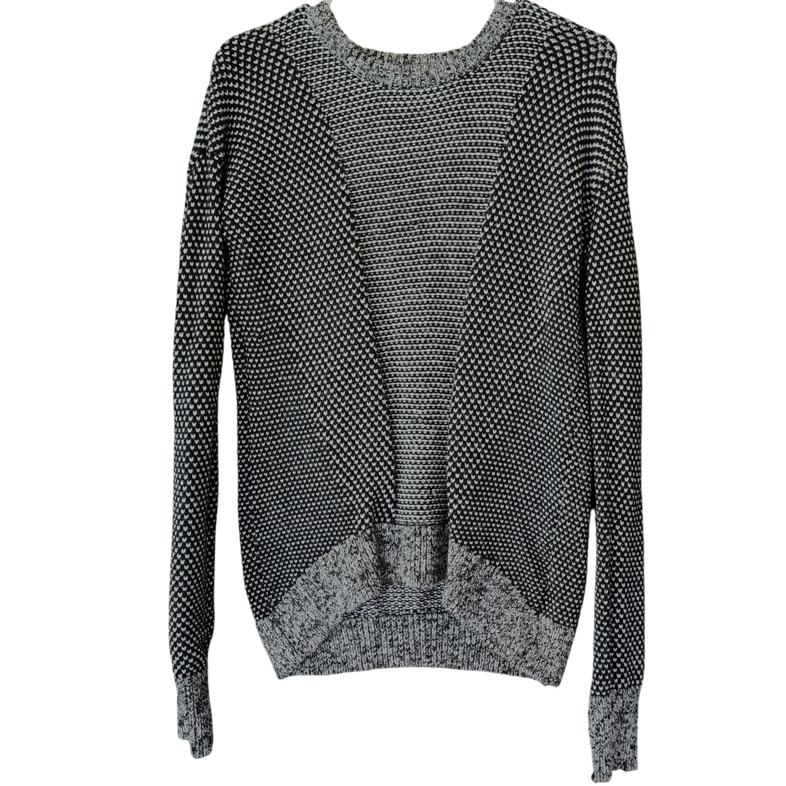LULULEMON Yogi Crew Sweater Merino Wool Black Heathered Light Grey Size 4 Small