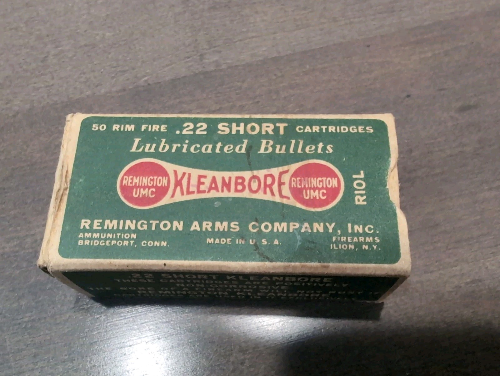 Vintage Remington Arms Empty .22 Short Cartridge Box Kleanbore UMC Riol