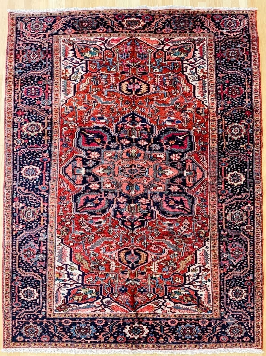 Vintage Heriz Hand-Woven Middle Eastern Rug 11' 2