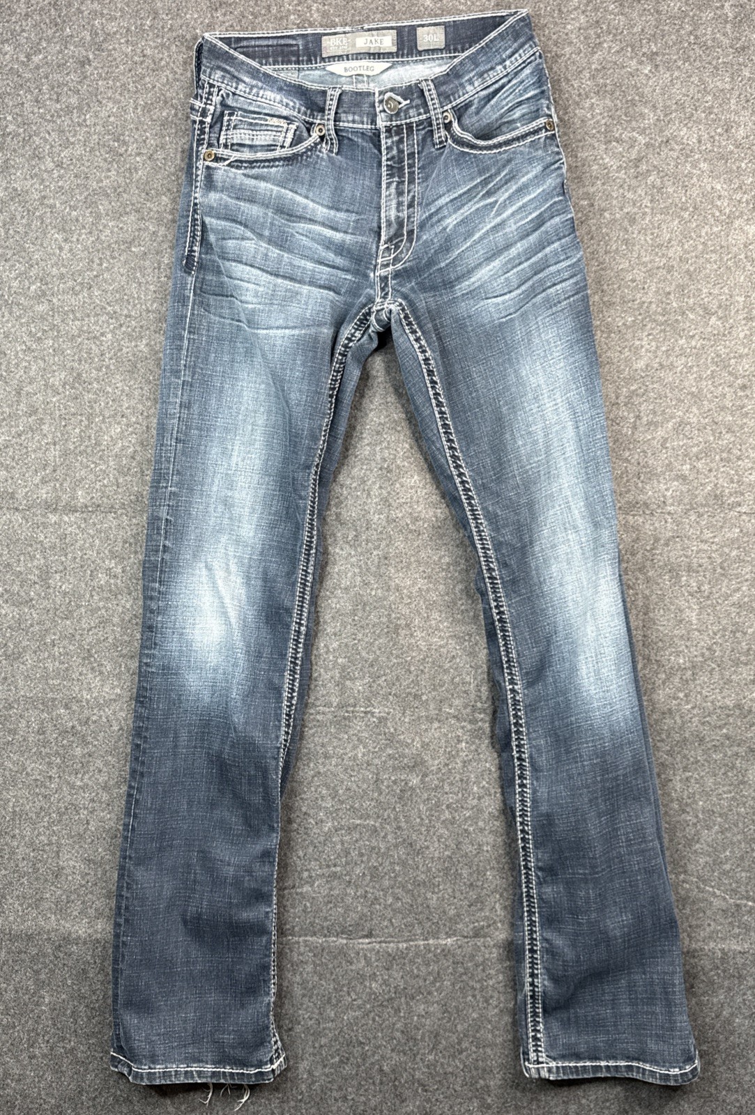 BKE Jake Straight Jeans Mens 30x32 Dark Blue Wash Straight Stretch Faded Western