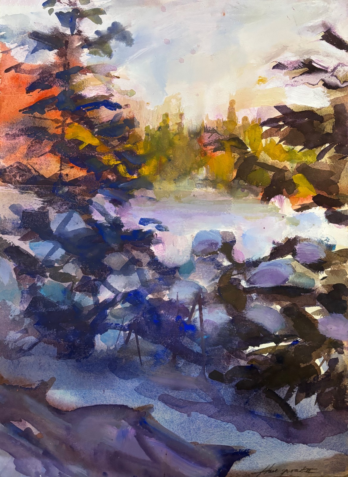 Green Lakes Park  28x20 in. watercolor on thick cold press paper - Hall Groat II