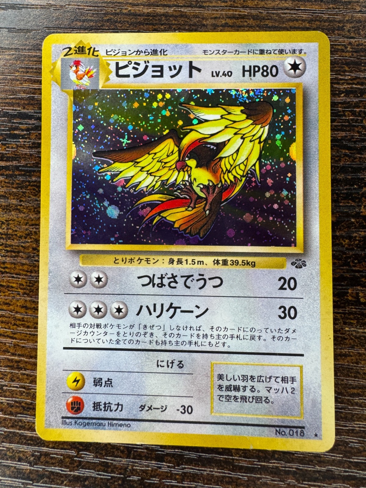 1997 Pokémon Pidgeot No.018 Jungle Holo Japanese LP- 1997 Pokémon Pidgeot No.018 Jungle Holo Japanese LP-