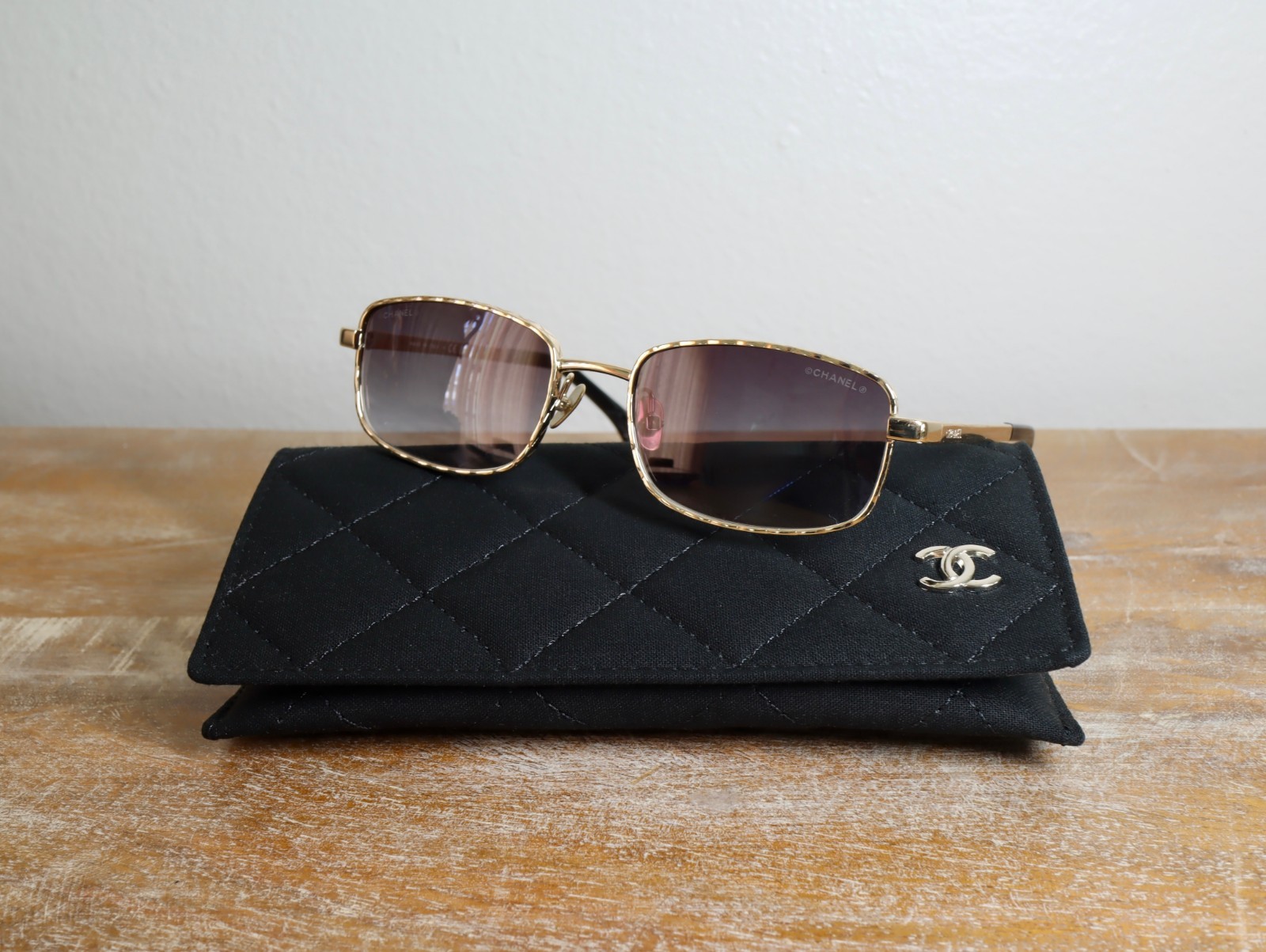 CHANEL CH4295 Rectangle Sunglasses 58mm Gold/Gray Gradient Lens 100% UV CHANEL CH4295 Rectangle Sunglasses 58mm Gold/Gray Gradient Lens 100% UV