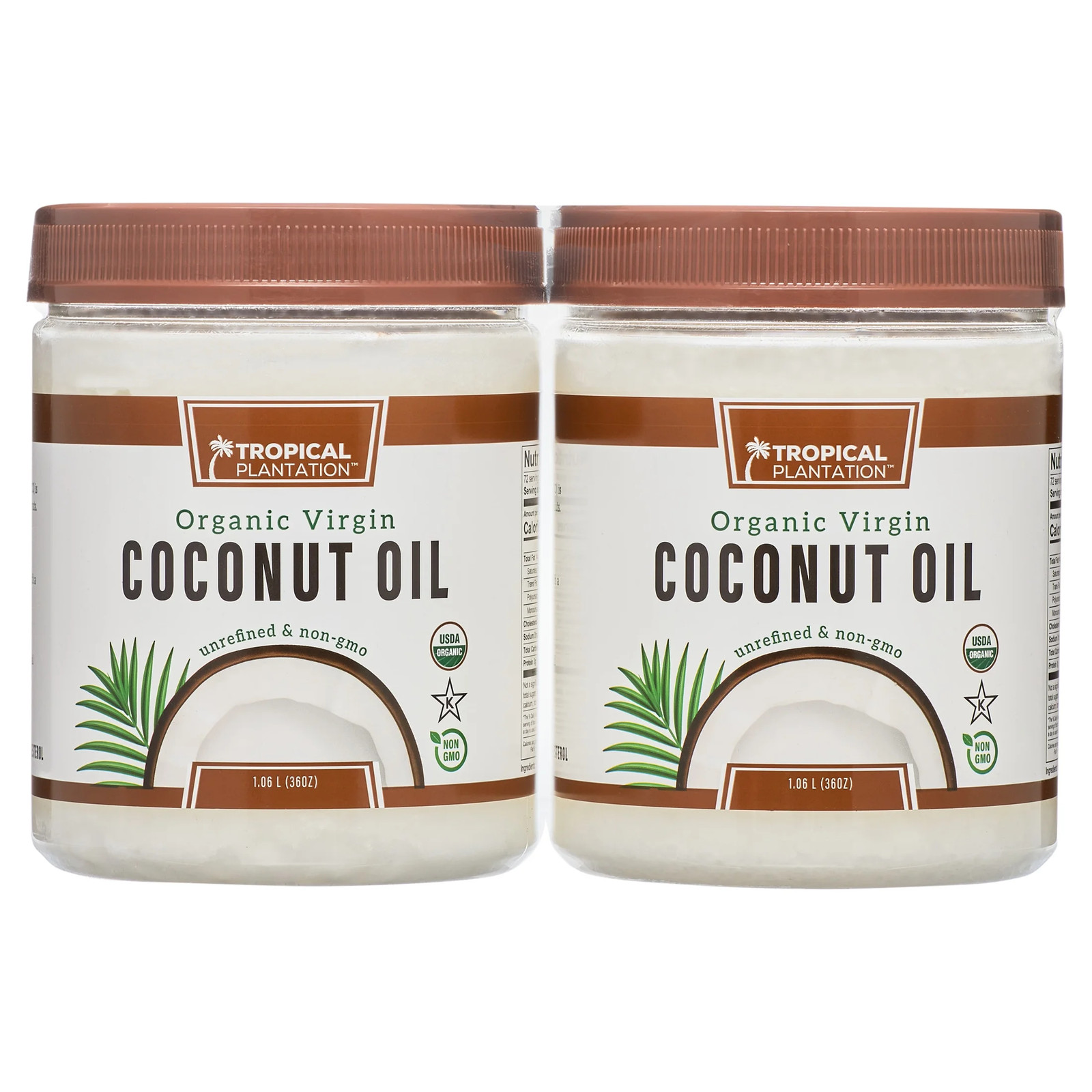 Tropical Plantation Organic Coconut Oil, 72 Fl Oz, 2 Pack