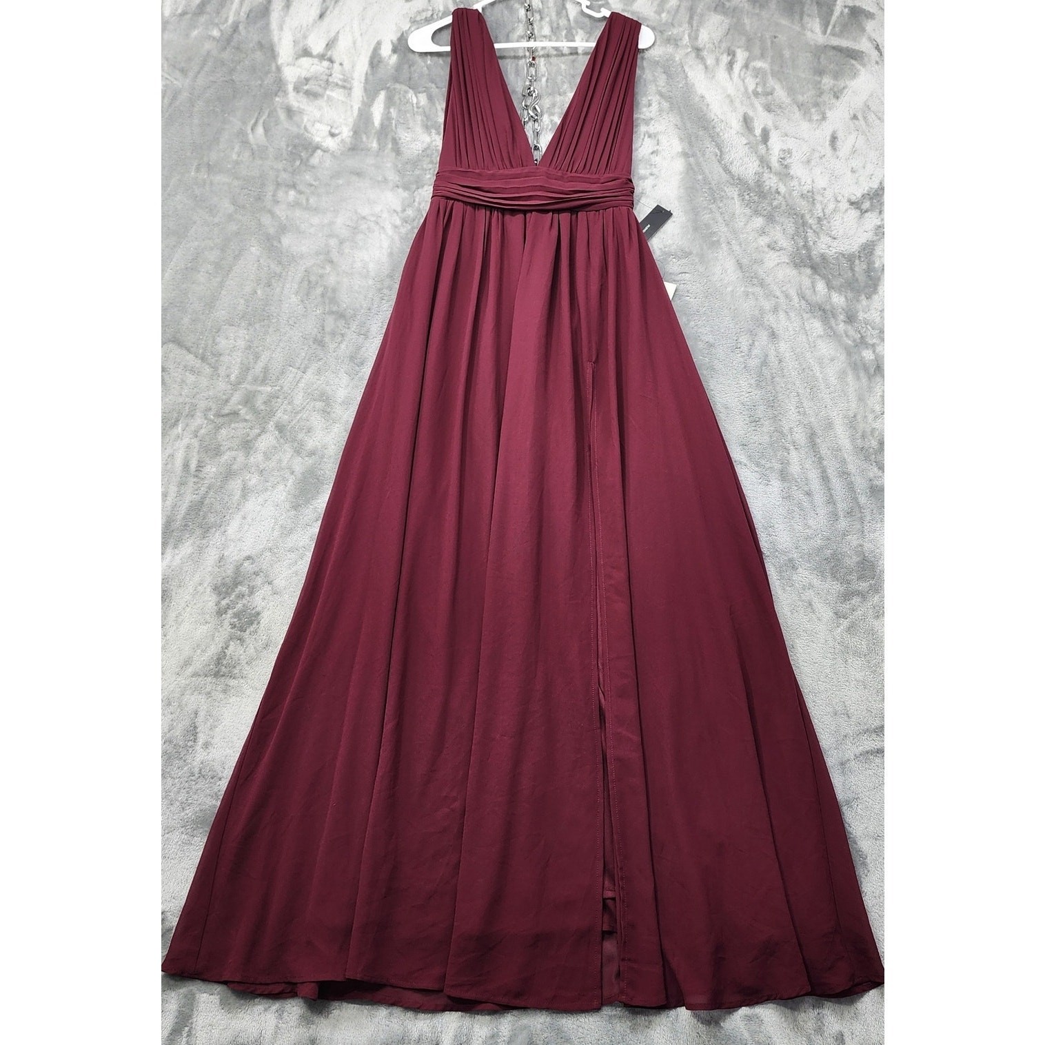 NEW Lulus Dress Womens S Burgundy Heavenly Hues Maxi Gown V-Neck Formal Party