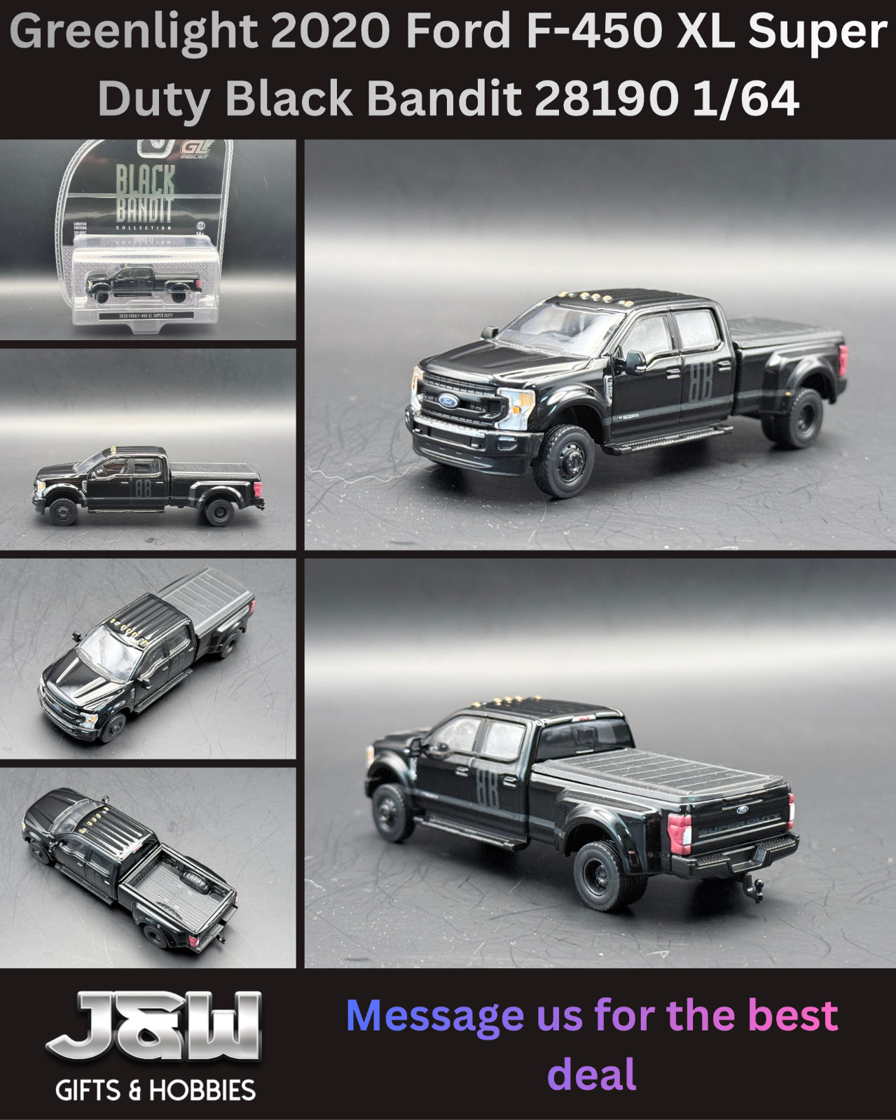 Greenlight 2020 Ford F-450 XL Super Duty Black Bandit 28190 1/64