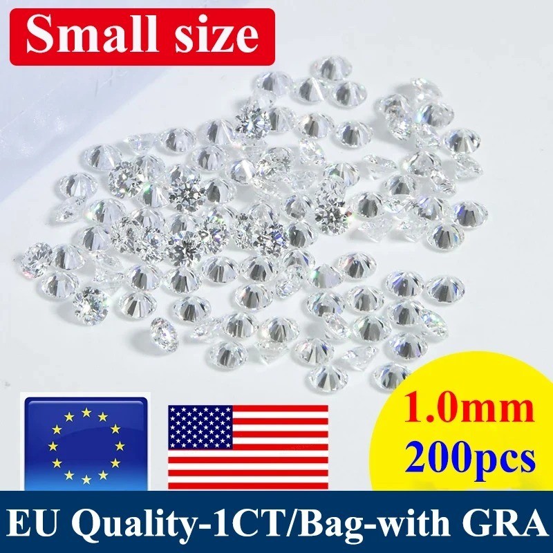 Small Moissanite Loose Stone D Color Hand Cut Certified Gemstone