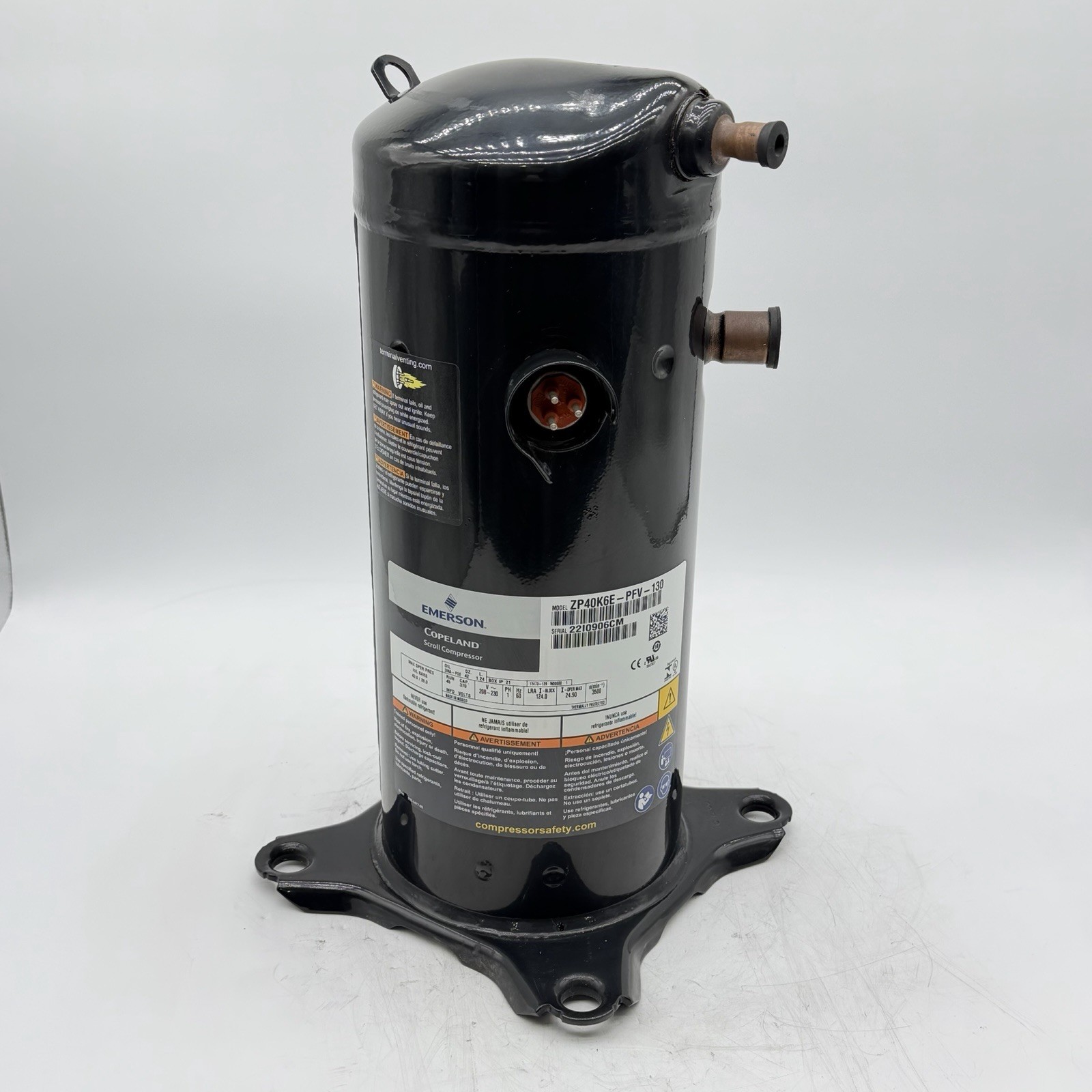 NEW Copeland ZP40K6E-PFV-130 R410A 3.5 Ton Scroll Compressor ZP40K6E-PFV