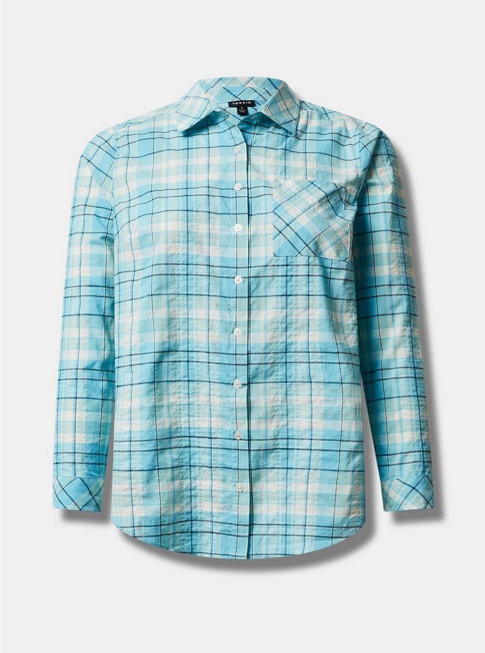 Torrid 3 Lizzie Cotton Button Down Top Blue & White Plaid New Torrid 3 Lizzie Cotton Button Down Top Blue & White Plaid New