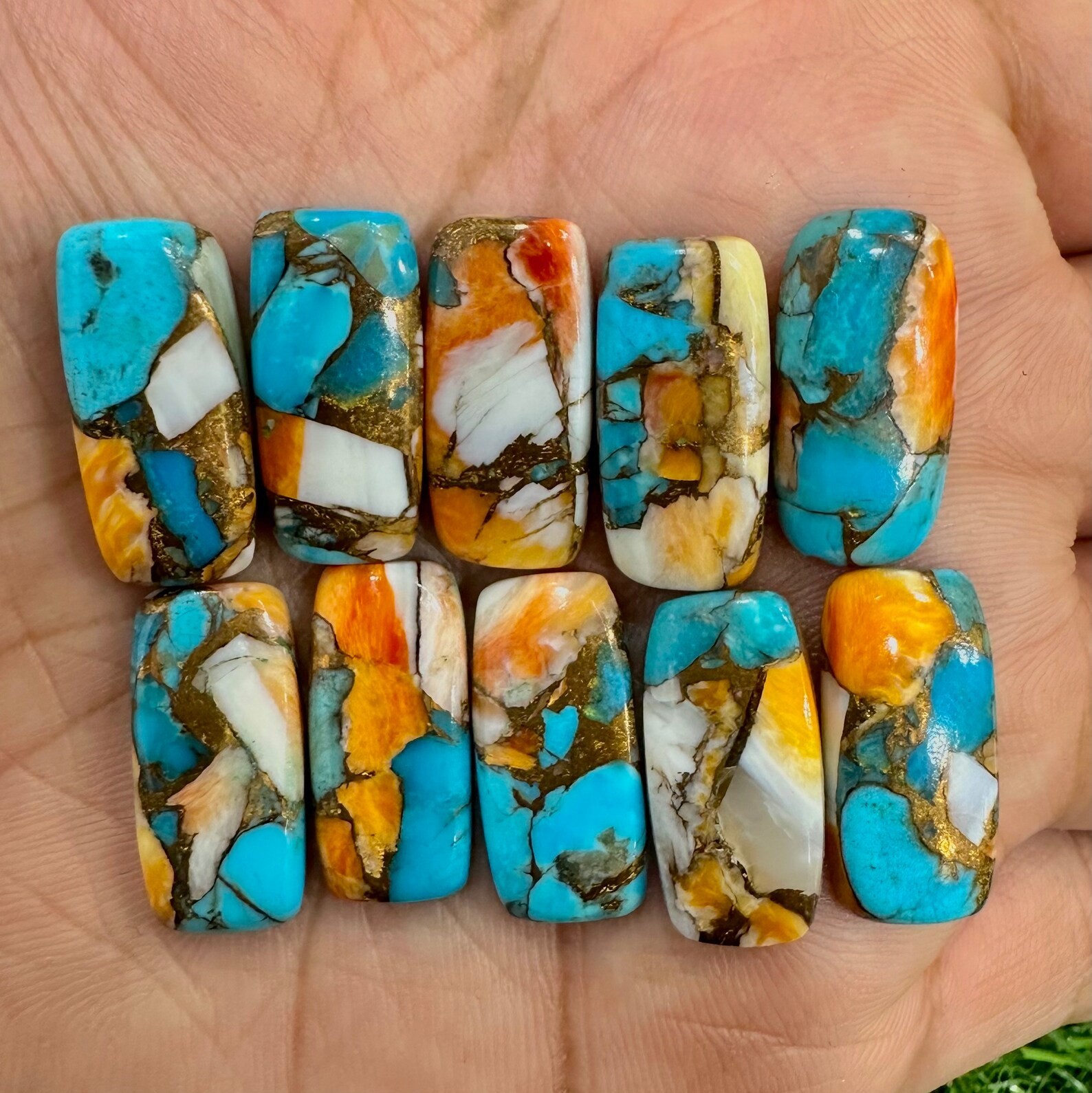 12X30MM Spiny Oyster Turquoise Octagon Cabochon, Flat Back Calibrate Gemstone