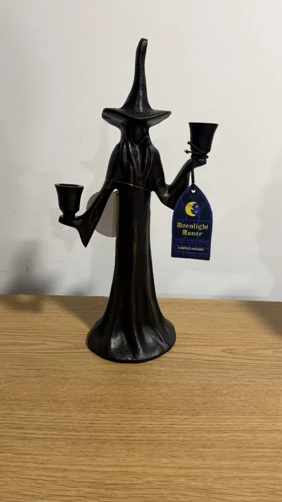 Moonlight Manor Metal Witch Candle Holder Rare Gothic Halloween Decor Dual Cup Moonlight Manor Metal Witch Candle Holder Rare Gothic Halloween Decor Dual Cup