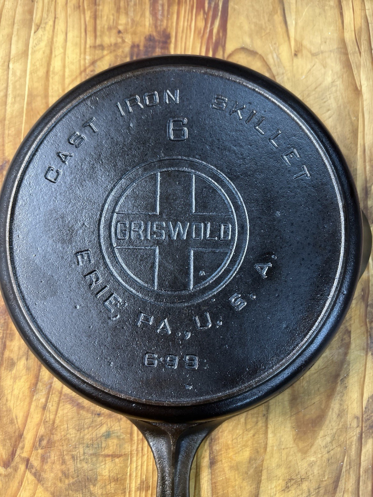 Fully Restored 1920s Griswold #6 LBL Cast Iron Skillet  With Heat Ring