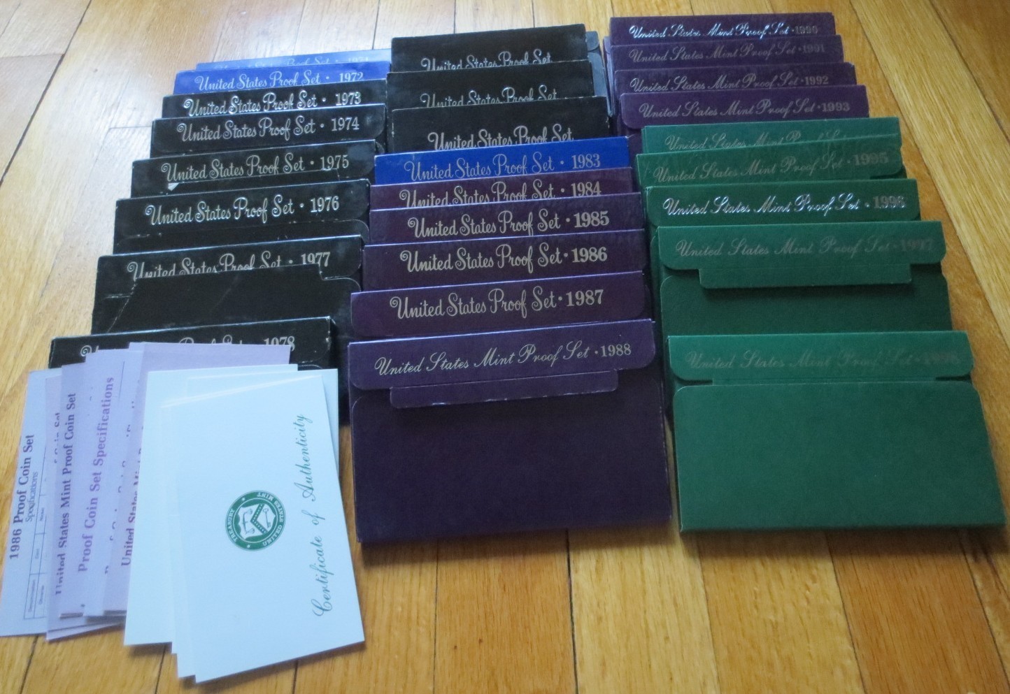 1971 to 1998 Proof Set U.S. Mint 28 Proof Set San Francisco Mint COA Economy