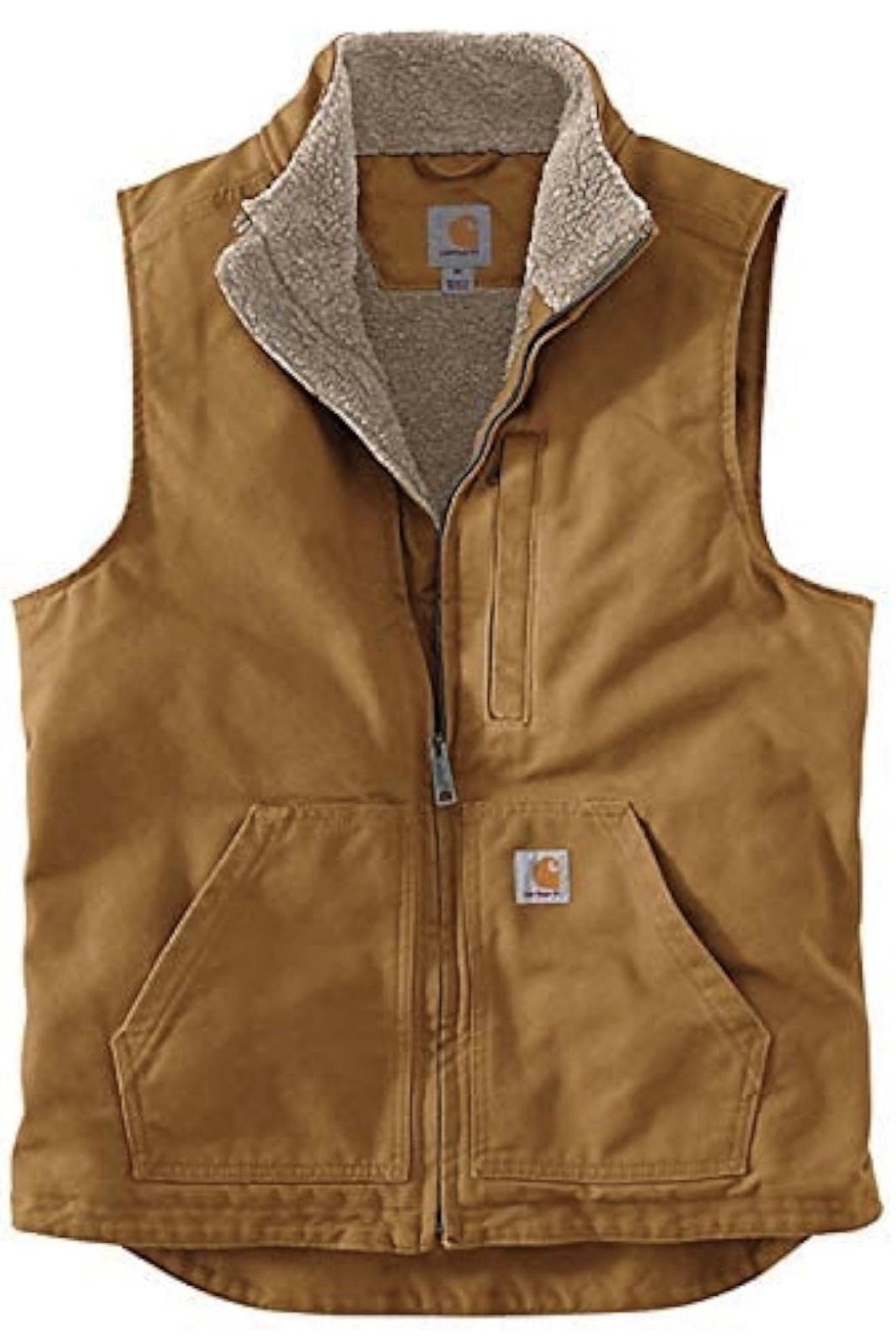 Carhartt Men\'s Washed Duck Sherpa-Lined Mock-Neck Vest Loose Fit Medium 0V4277-M Carhartt Men\'s Washed Duck Sherpa-Lined Mock-Neck Vest Loose Fit Medium 0V4277-M
