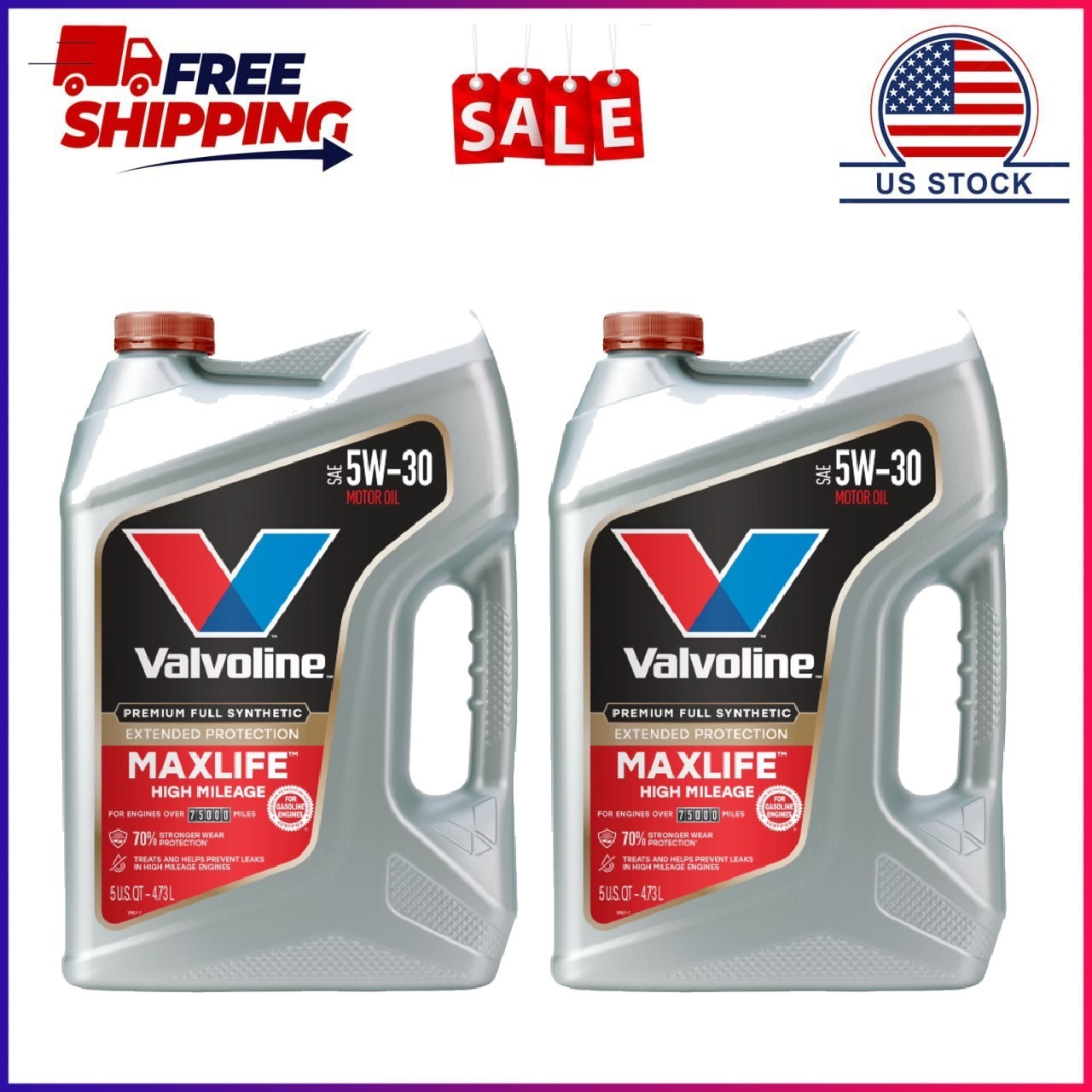 2 Pack, Valvoline MaxLife Extended Protection Full Synthetic High Mileage 5W-30