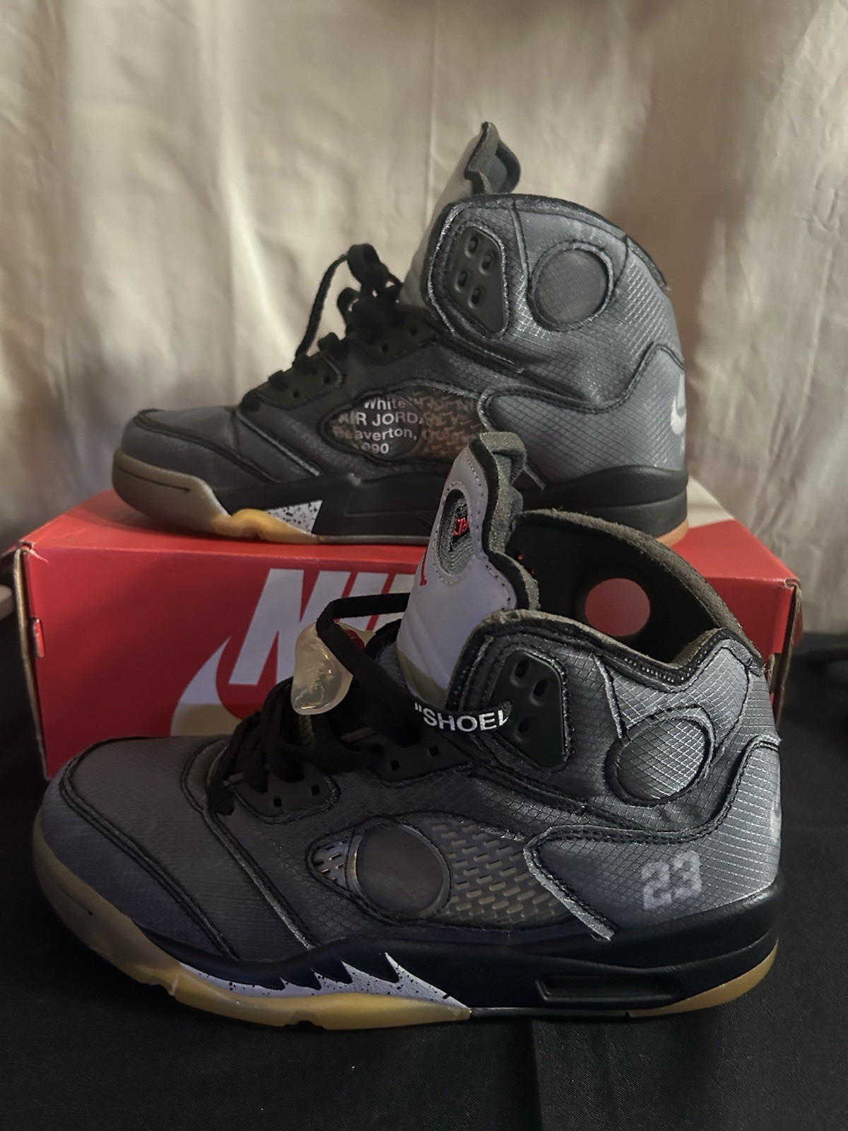 Size 8.5 - Off White x Air Jordan 5 Retro Muslin - Rare - Excellent - Nike